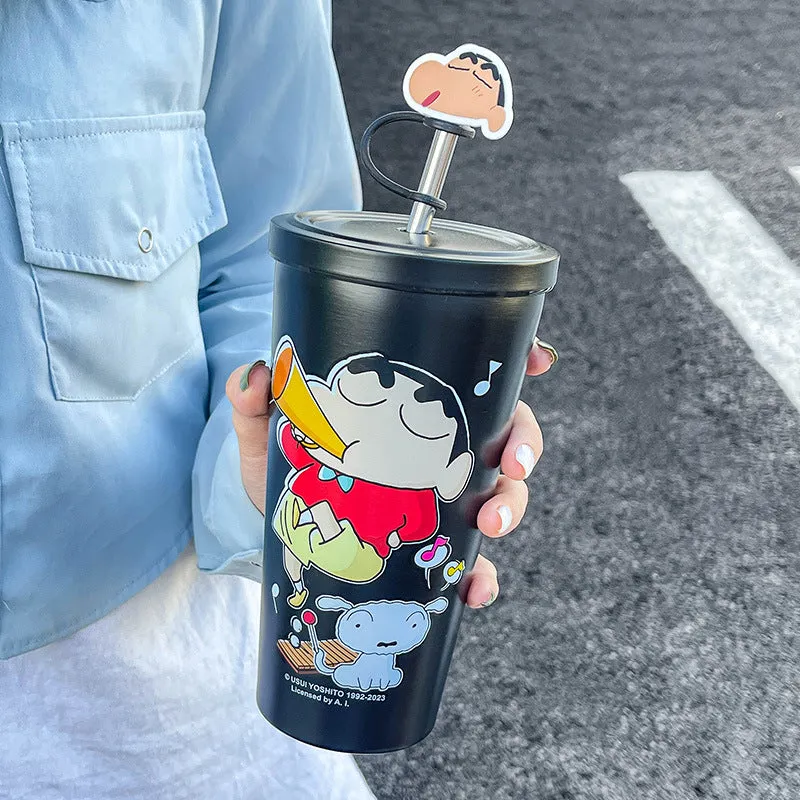 Crayon Shin-chan Large Capacity Straw Water Bottle