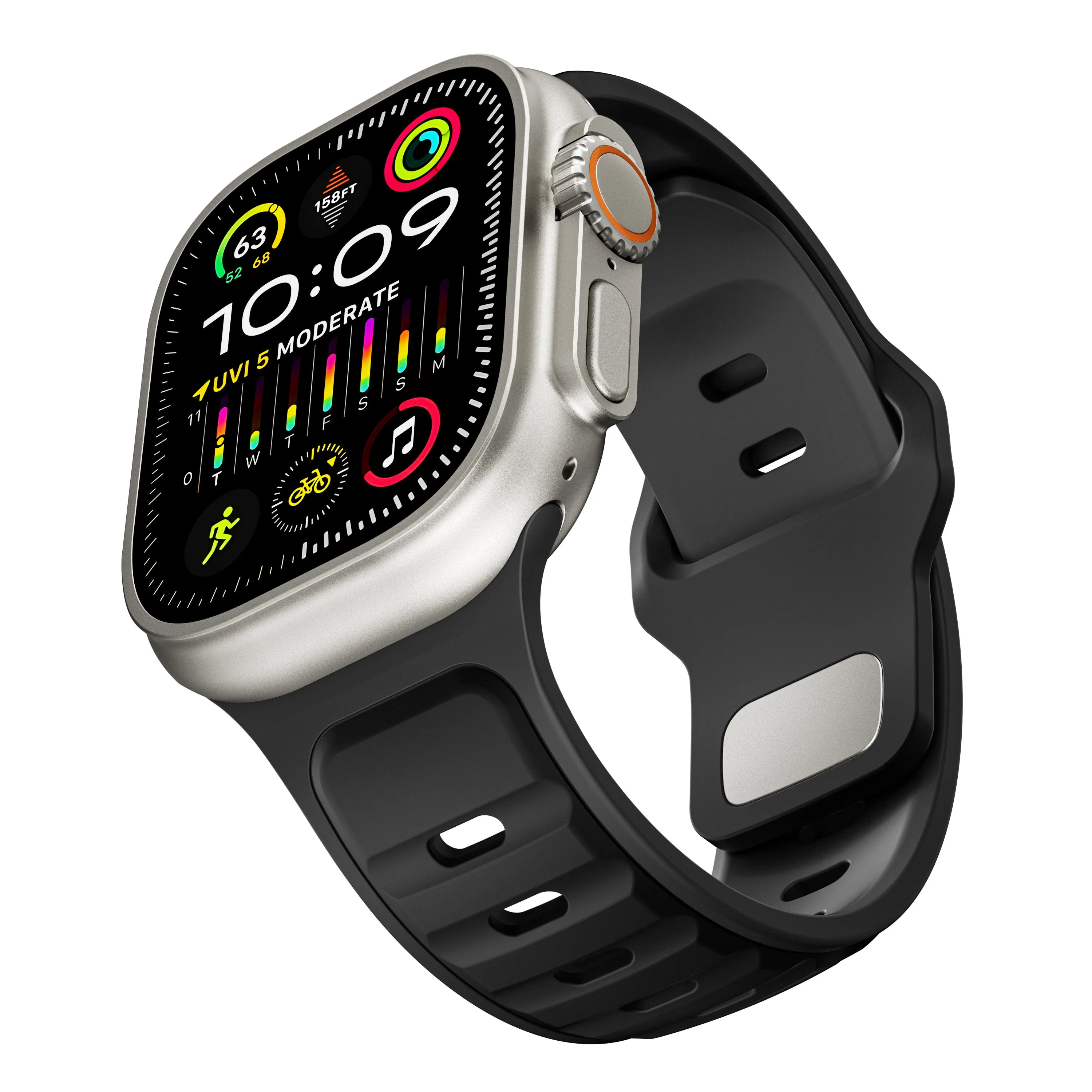Customer Favorite Apple Watch Premium Outdoor Silicone Strap (Black/Black)  Last Chance!
