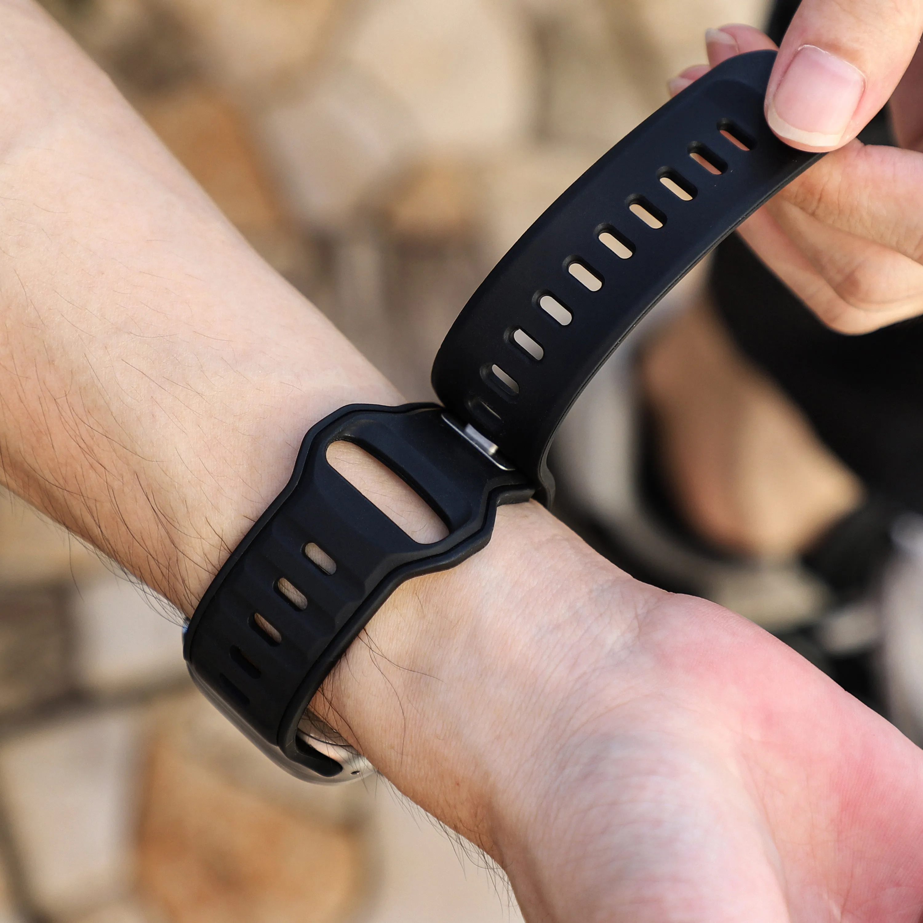 Customer Favorite Apple Watch Premium Outdoor Silicone Strap (Black/Black)  Last Chance!