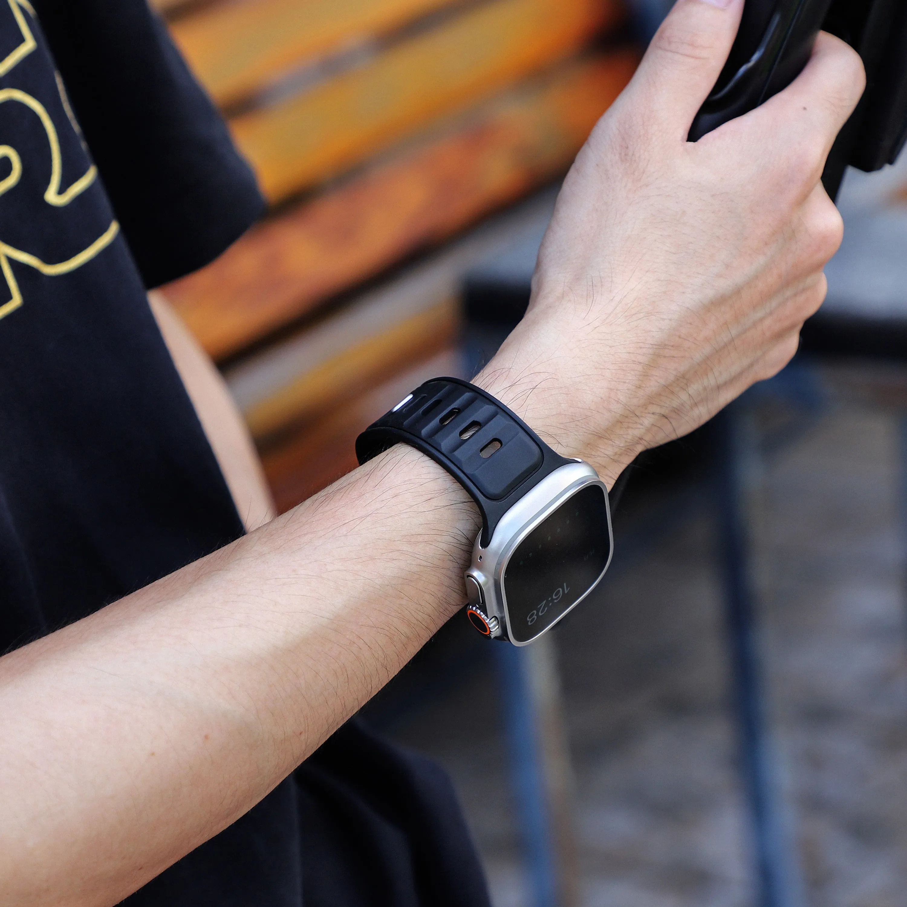 Customer Favorite Apple Watch Premium Outdoor Silicone Strap (Black/Black)  Last Chance!