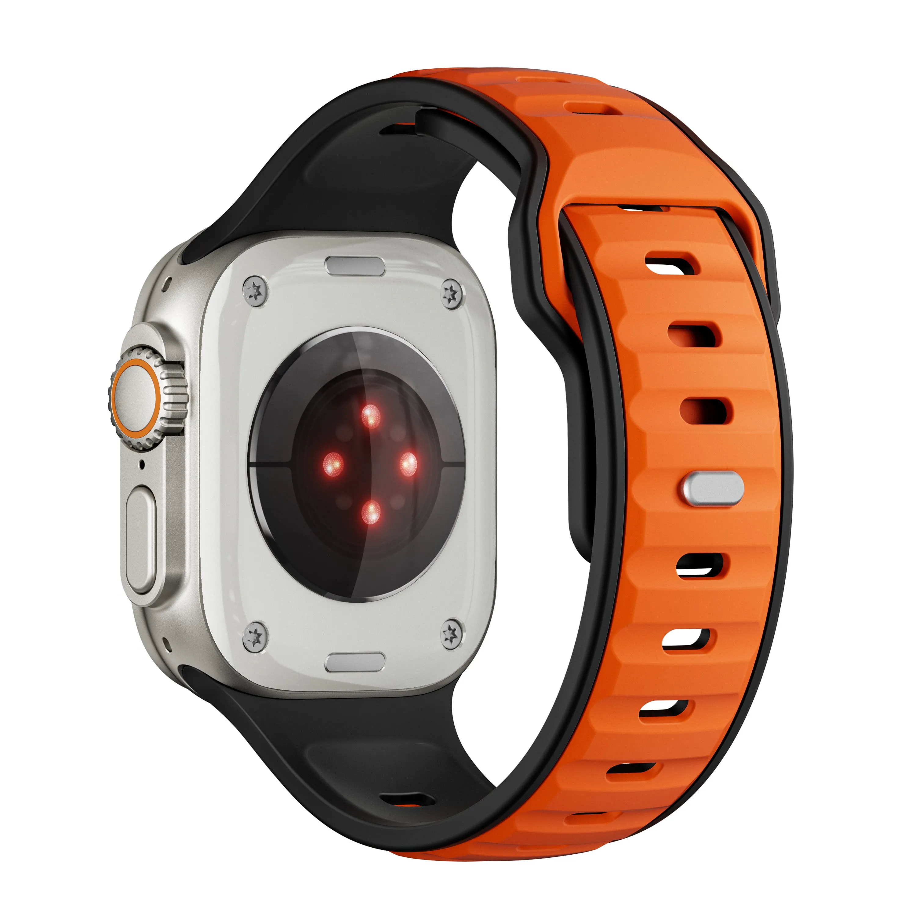 Customer Favorite Apple Watch Premium Outdoor Silicone Strap (Orange/Black)  Dont Miss Out!