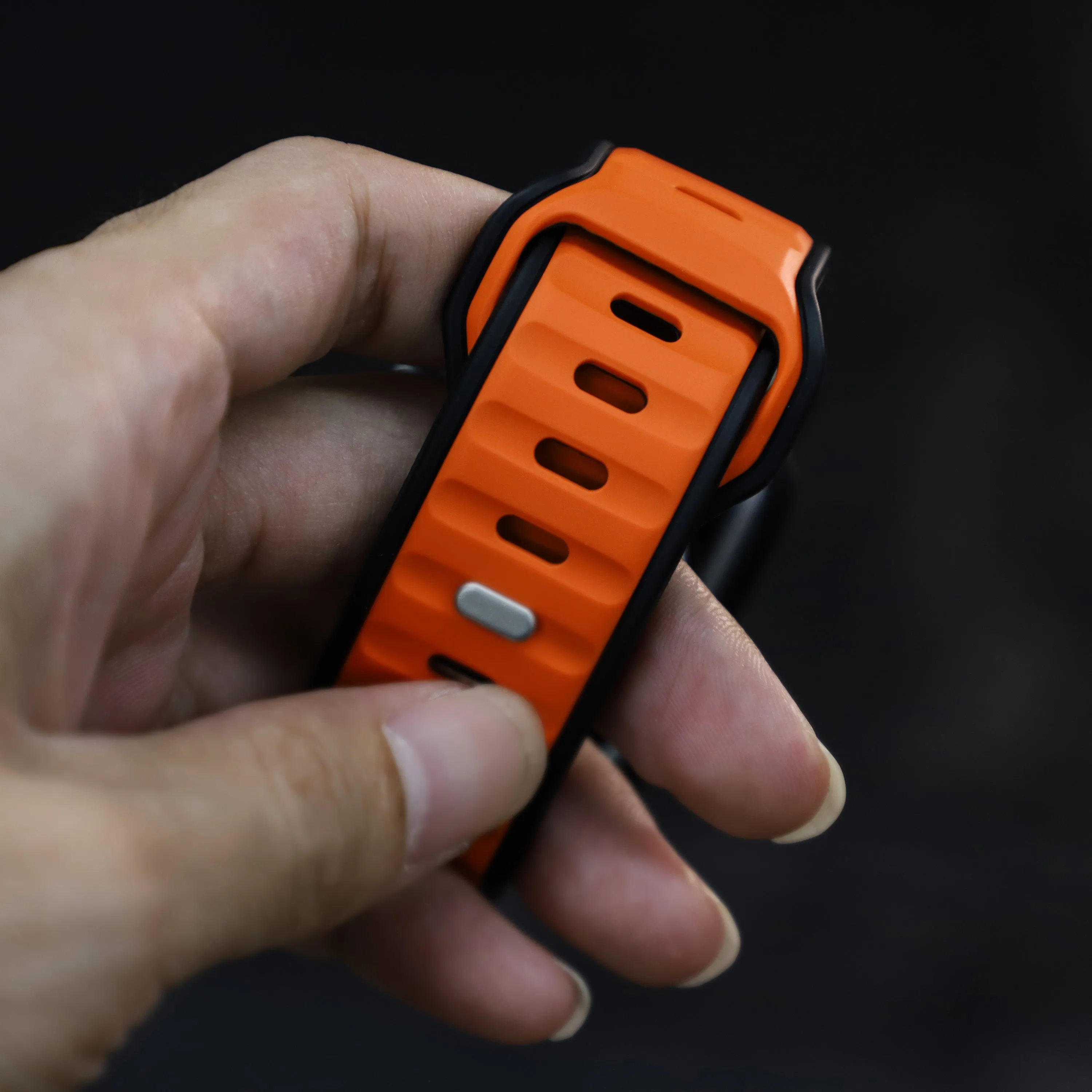 Customer Favorite Apple Watch Premium Outdoor Silicone Strap (Orange/Black)  Dont Miss Out!
