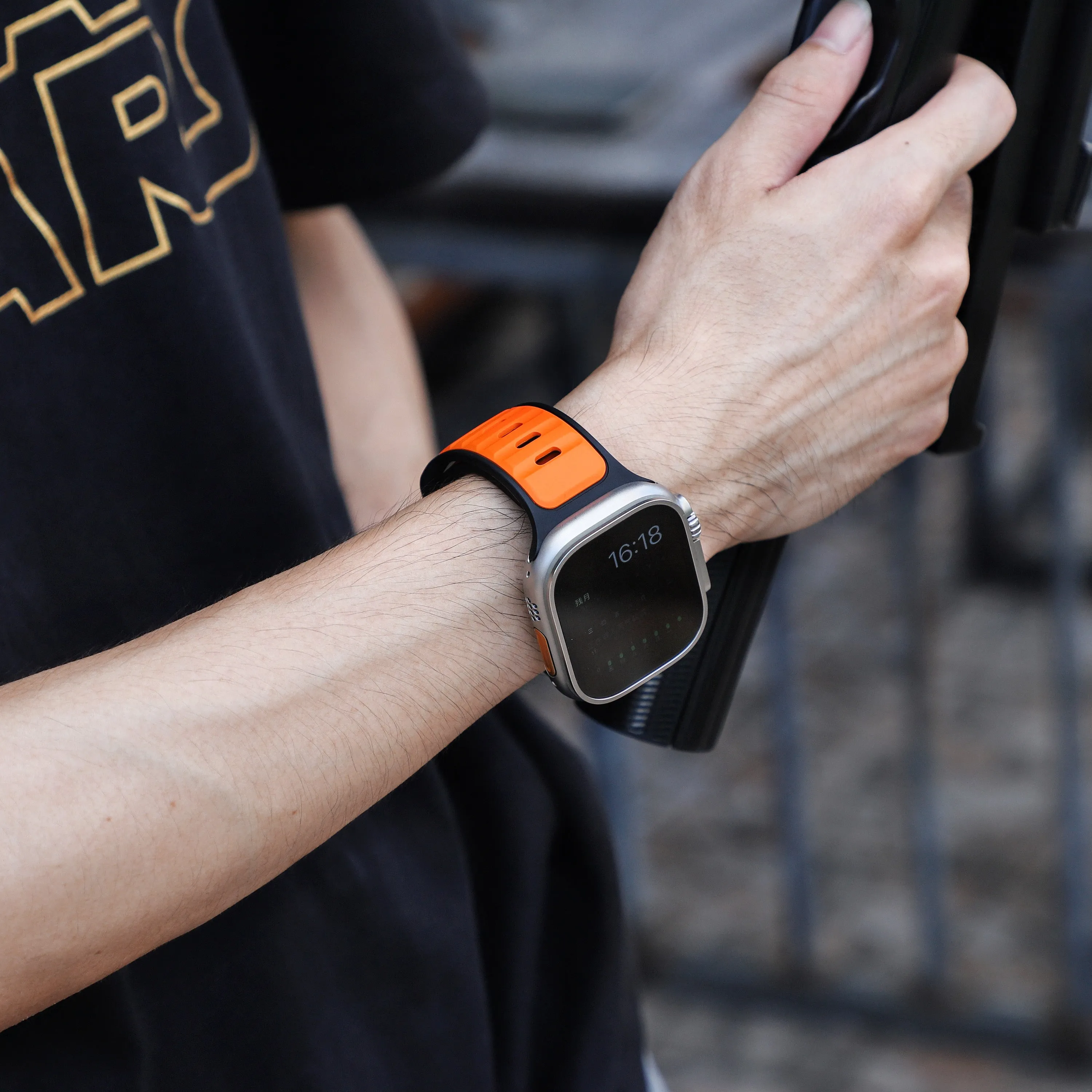 Customer Favorite Apple Watch Premium Outdoor Silicone Strap (Orange/Black)  Dont Miss Out!