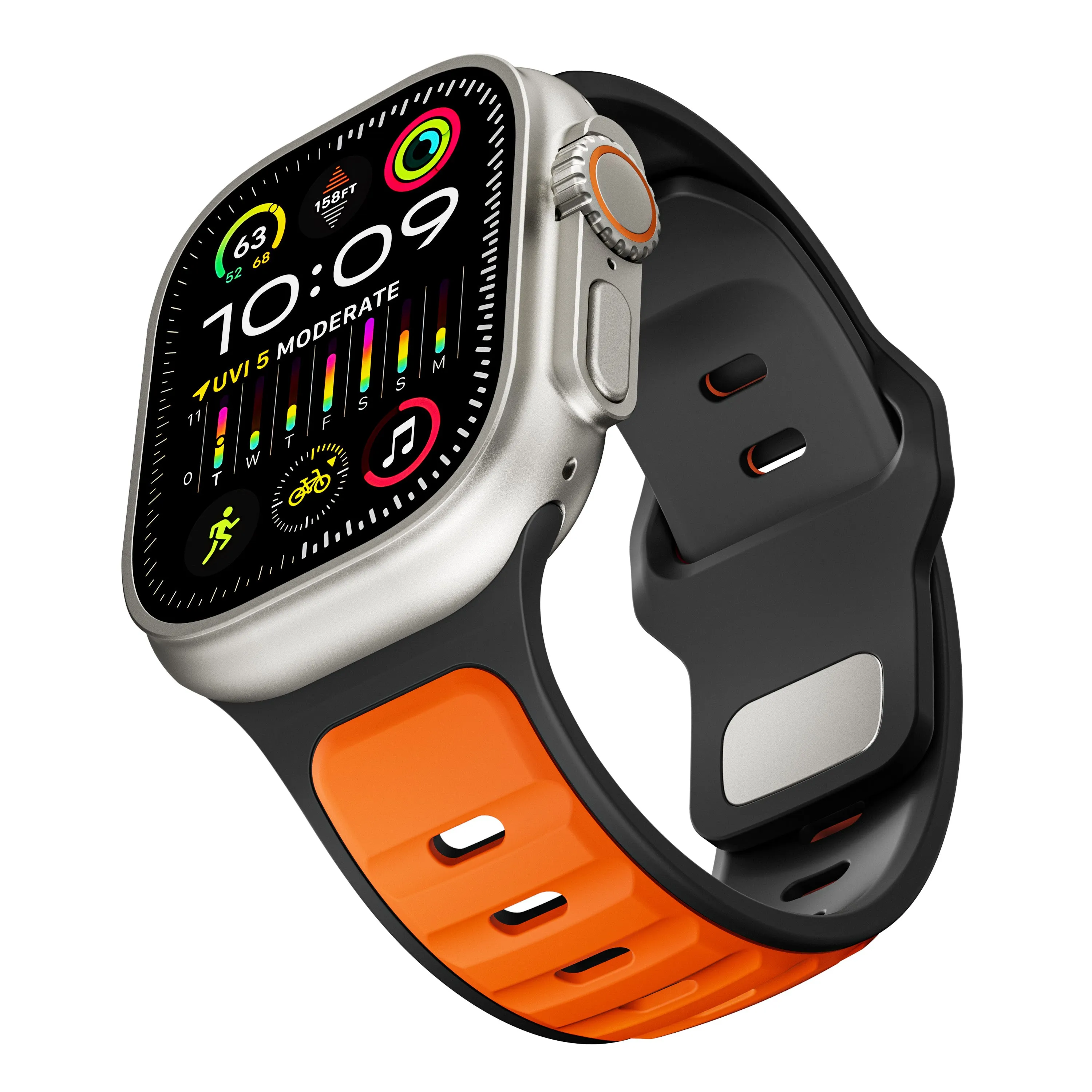 Customer Favorite Apple Watch Premium Outdoor Silicone Strap (Orange/Black)  Dont Miss Out!