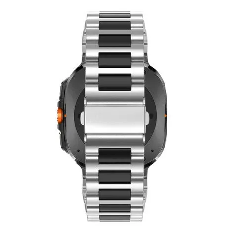 Customer Favorite Bandz Samsung Galaxy Watch Ultra Steel Link Strap 'Deluxe' (Silver/Black)  Dont Miss Out!