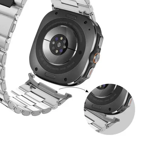 Customer Favorite Bandz Samsung Galaxy Watch Ultra Steel Link Strap 'Deluxe' (Silver/Black)  Dont Miss Out!