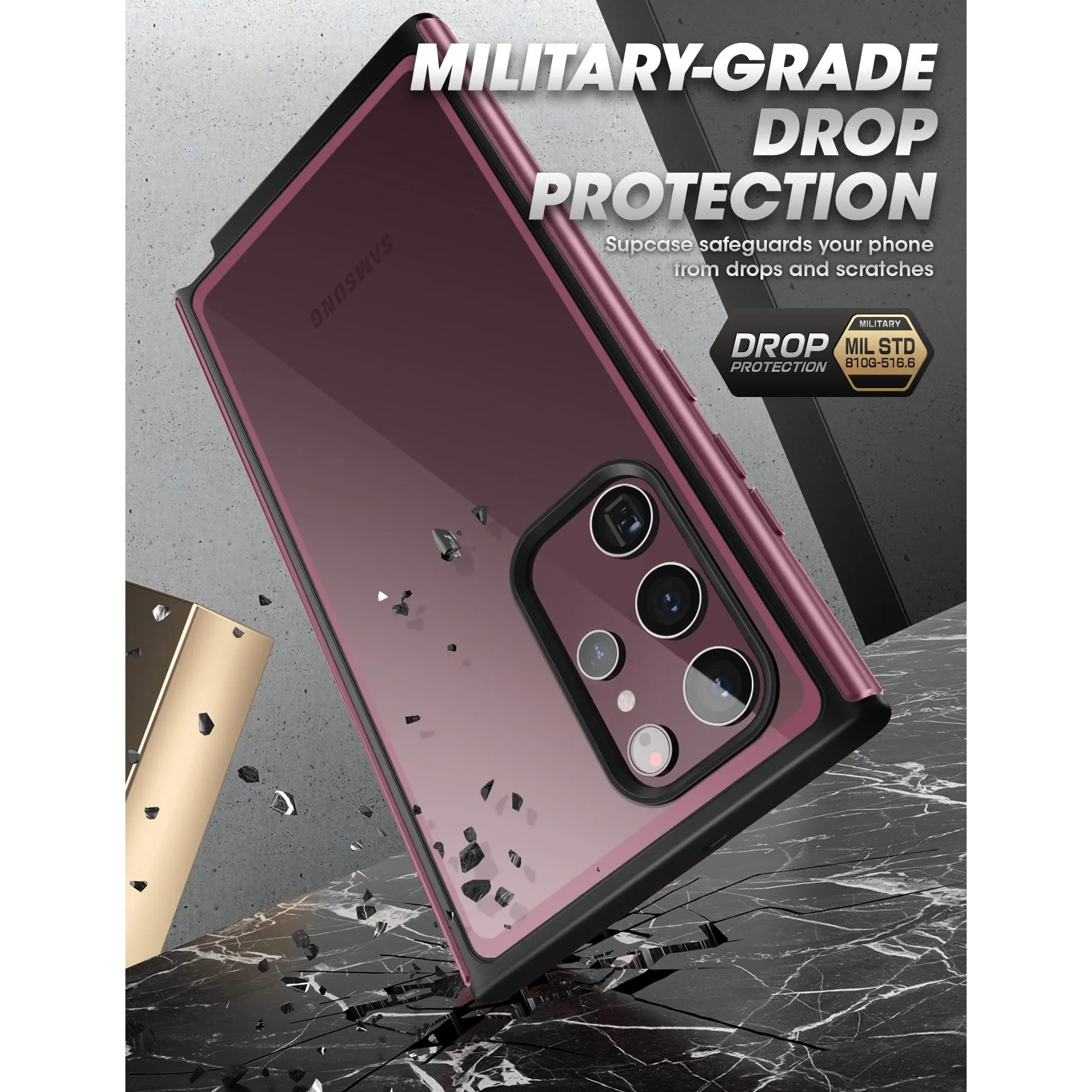 Customer Favorite Galaxy S22 Ultra Unicorn Beetle EDGE XT Bumper Case-Burgundy  Almost Gone!