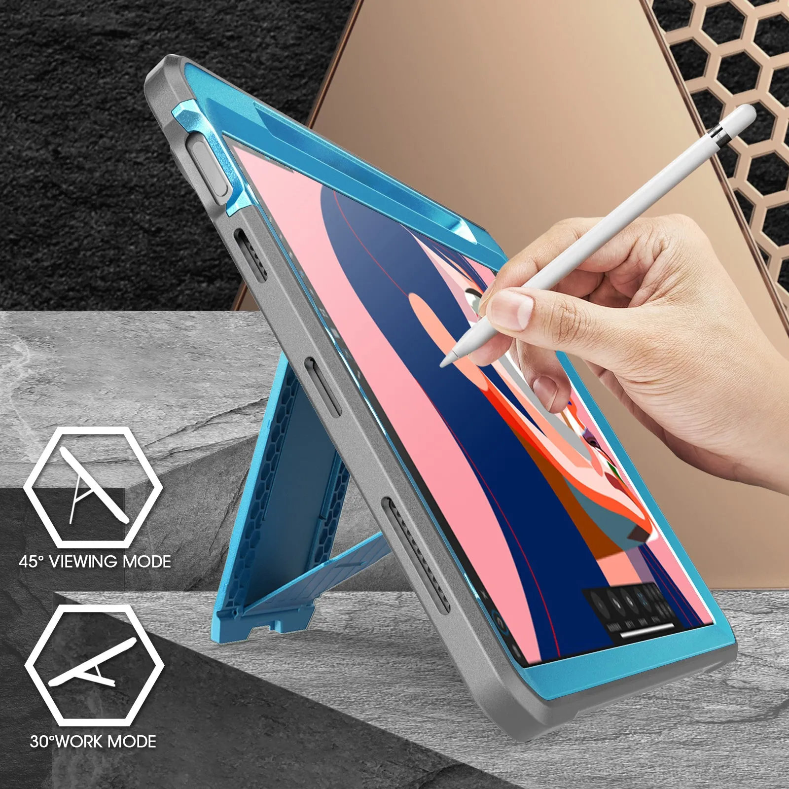 Customer Favorite iPad Air 4 / 5 Unicorn Beetle PRO Rugged Kickstand Case-Blue  Going Fast!