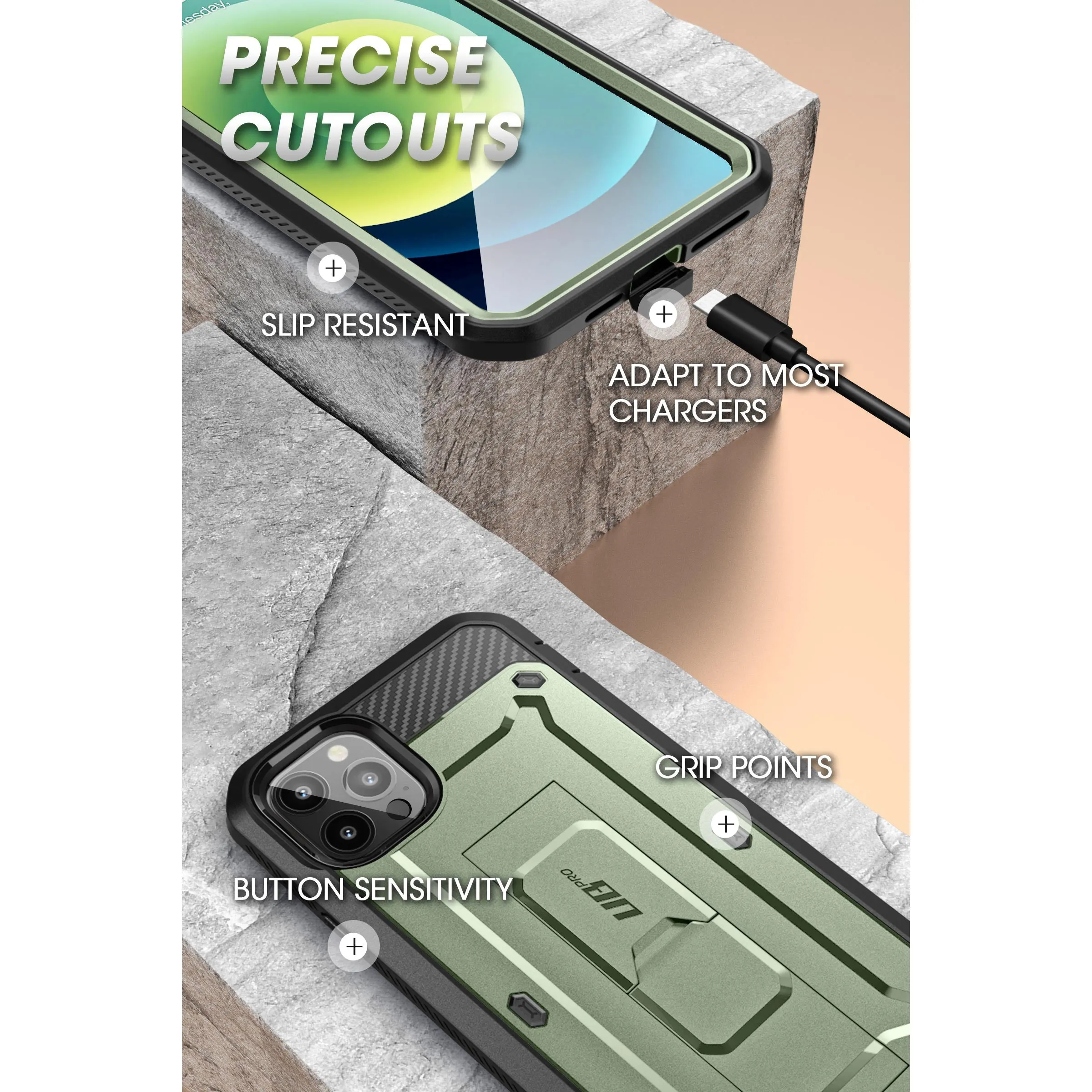 Customer Favorite iPhone 13 Pro Max 6.7 inch Unicorn Beetle Pro Rugged Case-Dark Green  Stylish & Comfortable