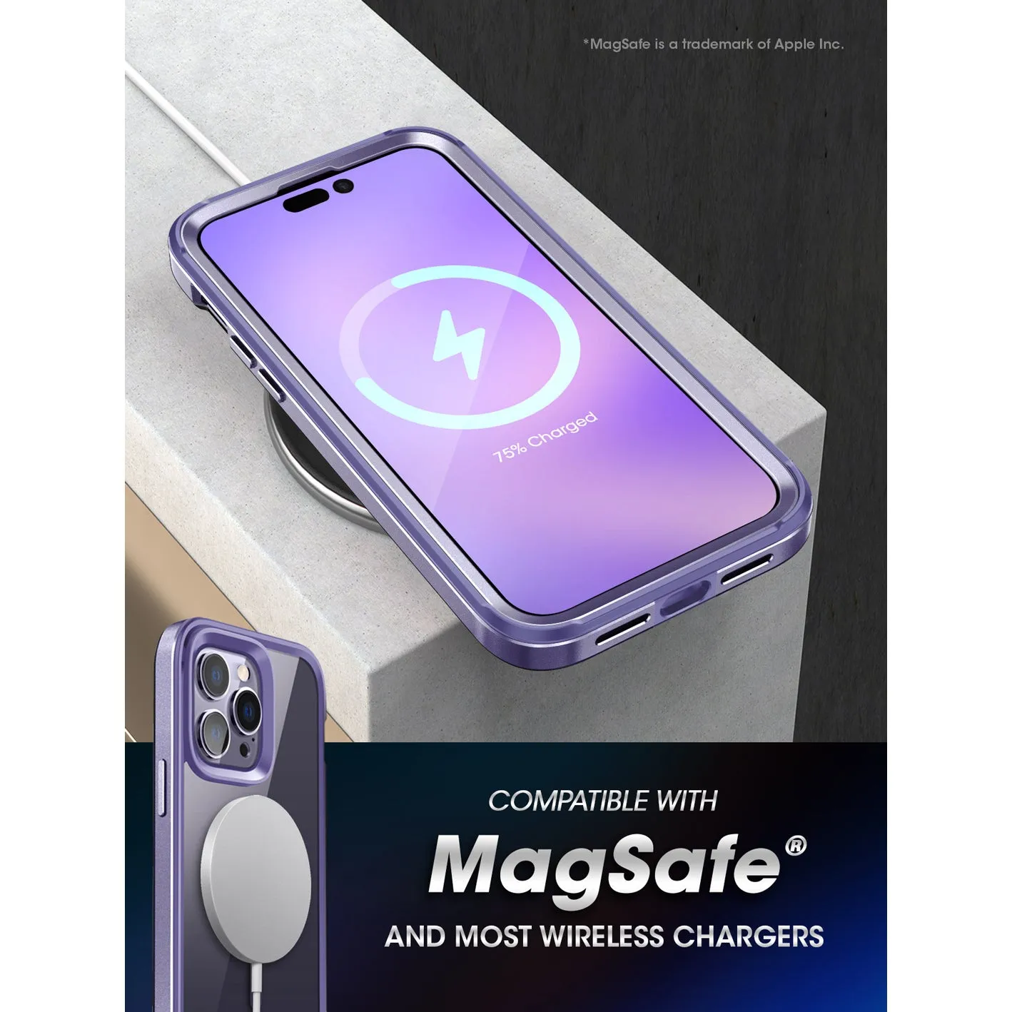 Customer Favorite iPhone 14 Pro 6.1 inch Unicorn Beetle EDGE MAG with Screen Protector Clear Case-Deep Purple  Limited Release!