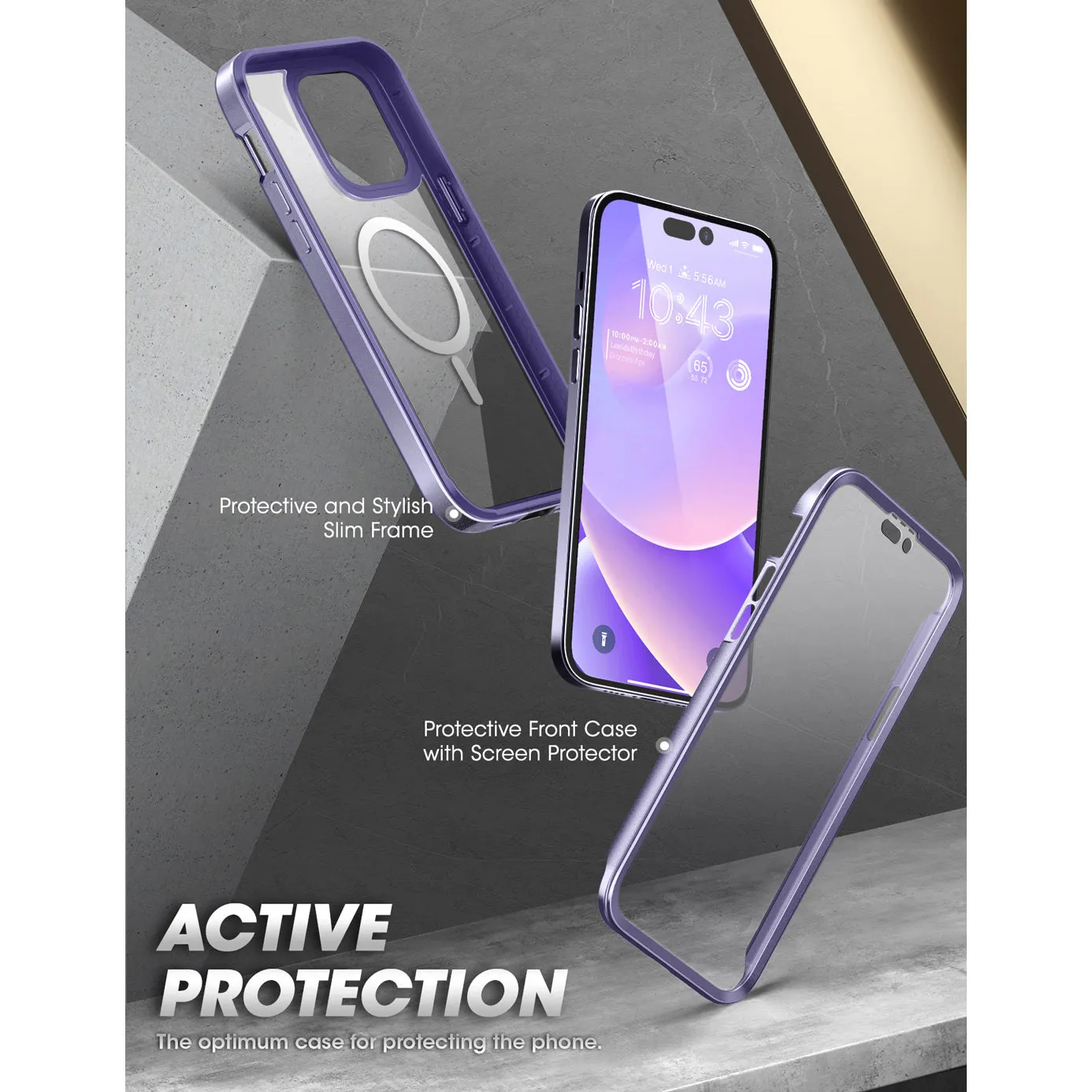 Customer Favorite iPhone 14 Pro 6.1 inch Unicorn Beetle EDGE MAG with Screen Protector Clear Case-Deep Purple  Limited Release!