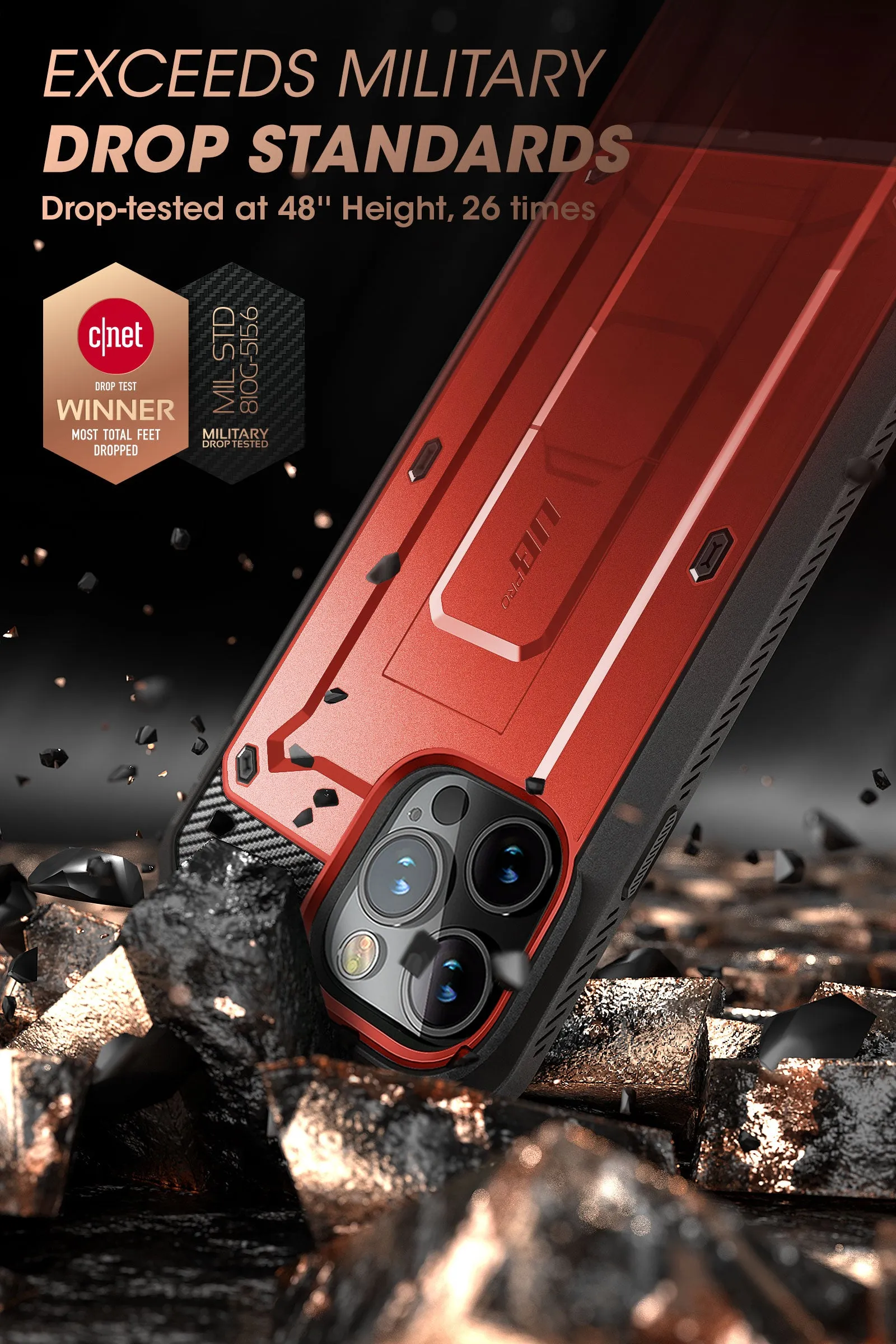 Customer Favorite iPhone 14 Pro 6.1 inch Unicorn Beetle Pro Rugged Case-Metallic Red  Last Few Pieces!