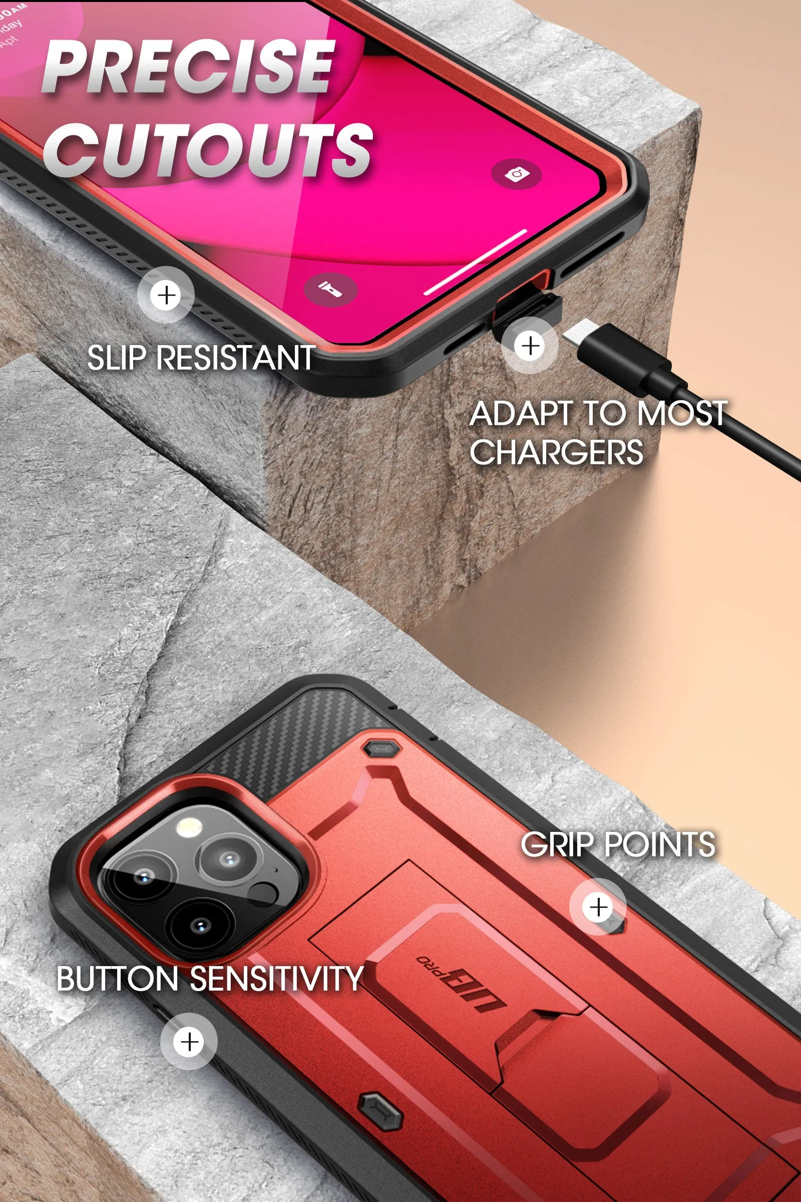 Customer Favorite iPhone 14 Pro 6.1 inch Unicorn Beetle Pro Rugged Case-Metallic Red  Last Few Pieces!