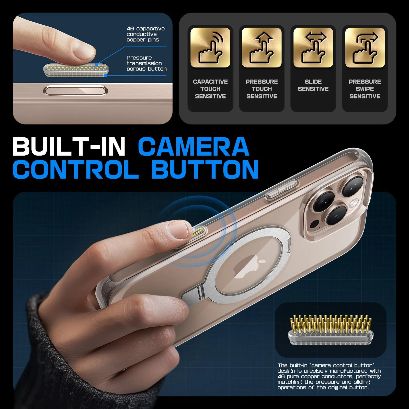 Customer Favorite iPhone 16 Pro 6.3 inch Unicorn Beetle MAG Stand Slim Clear MagSafe Camera Control Button Case-Clear  Almost Sold Out!