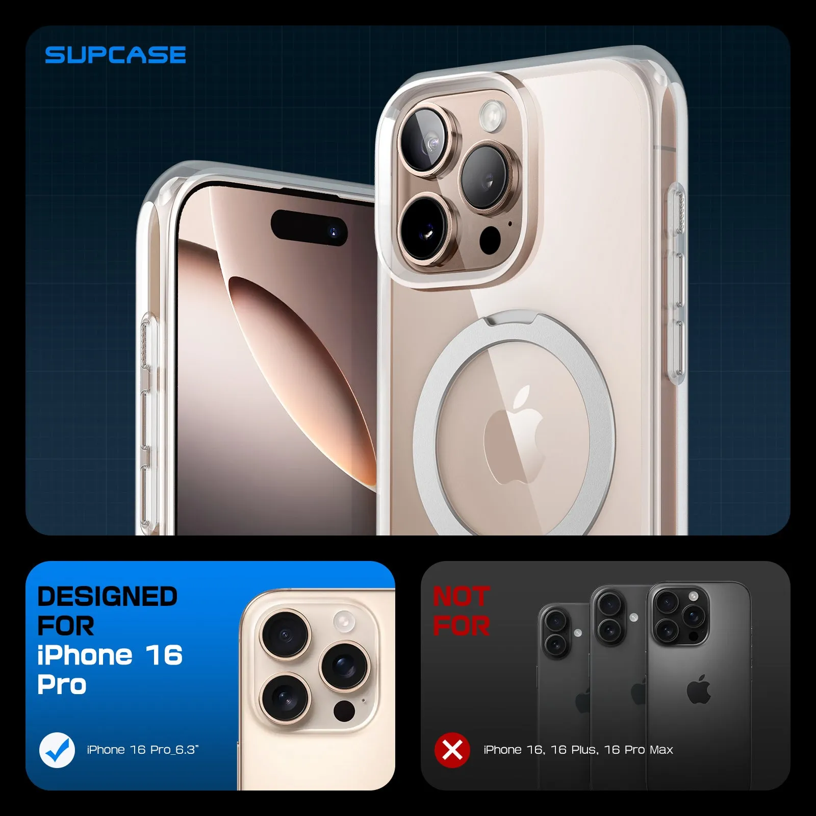 Customer Favorite iPhone 16 Pro 6.3 inch Unicorn Beetle MAG Stand Slim Clear MagSafe Camera Control Button Case-Clear  Almost Sold Out!