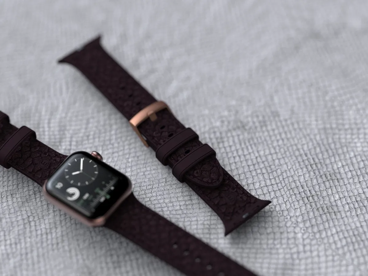 Customer Favorite Njord Apple Watch Salmon Leather Strap (Bordeaux)  Limited Release!