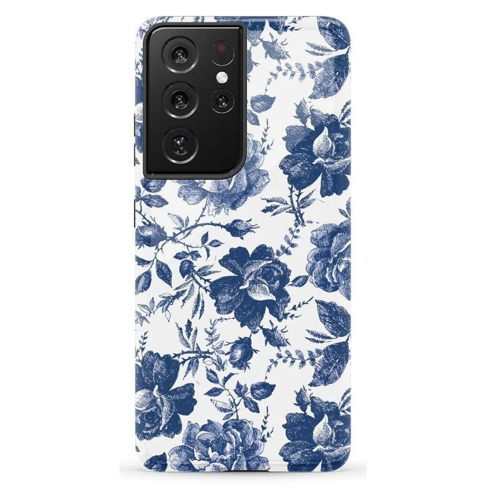 Customer Favorite Rose to Fame | Blue & White Rose Floral Samsung Case  Today Only!