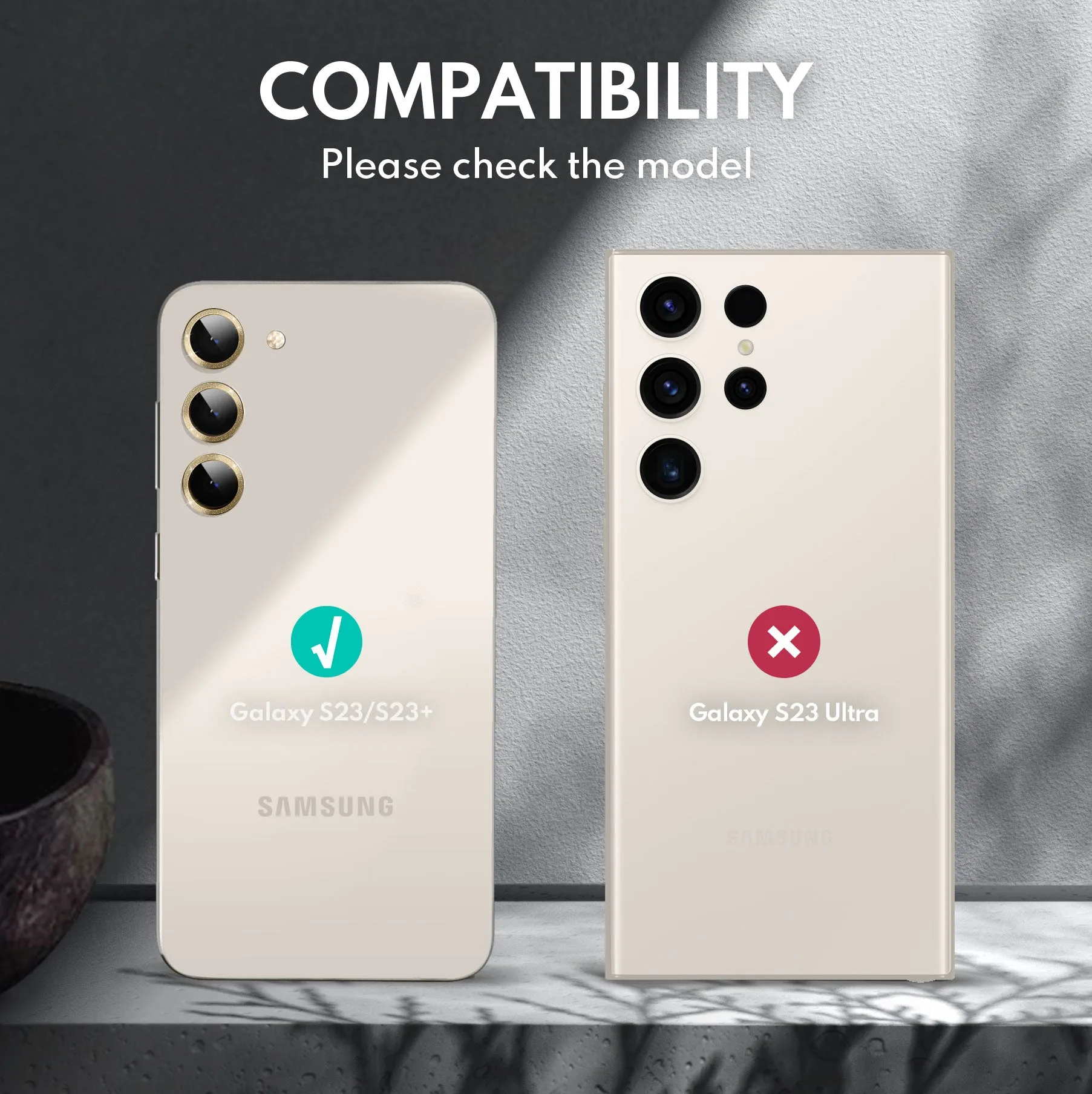 Customer Favorite Tempered Glass Camera Lens Protector for Galaxy S23/S23 Plus-Glimmer Gold  Limited Release!