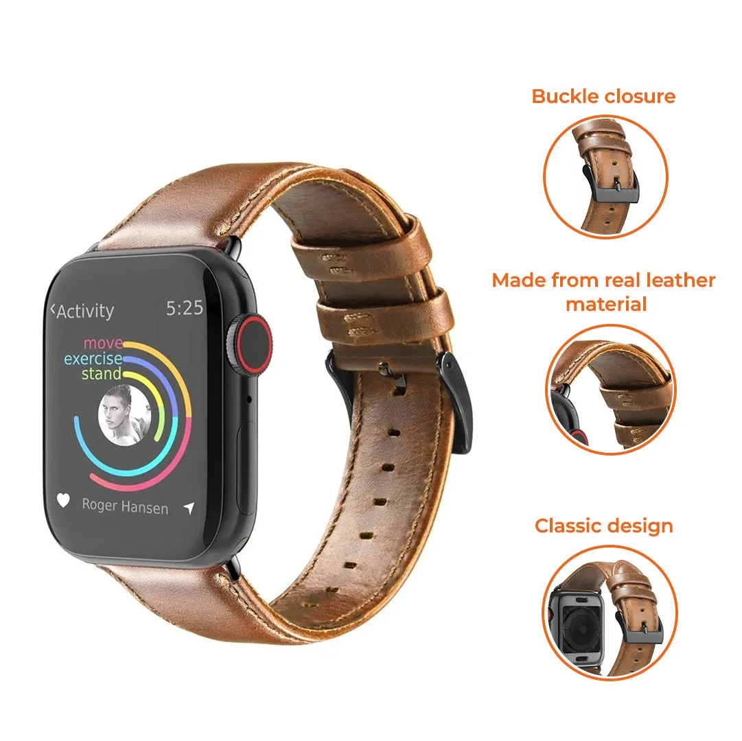 Doorbuster Apple Watch Leather Strap (Brown)  Dont Miss Out!