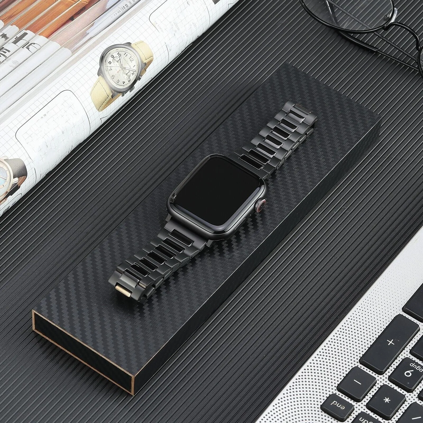 Doorbuster Apple Watch Luxury Titanium Strap (Black)  Limited Release!