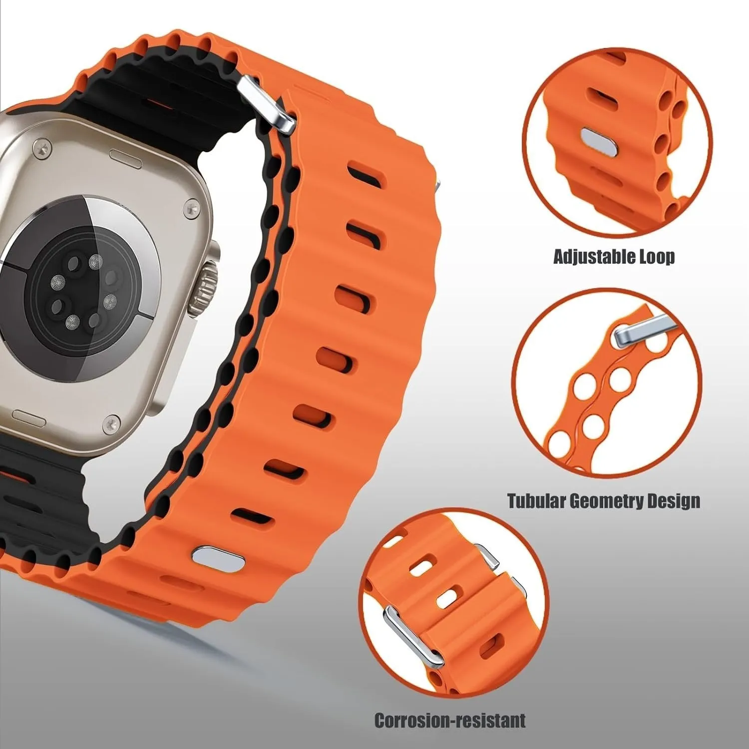 Doorbuster Apple Watch Ocean Strap with Snap Closure (Orange/Black)  Almost Sold Out!