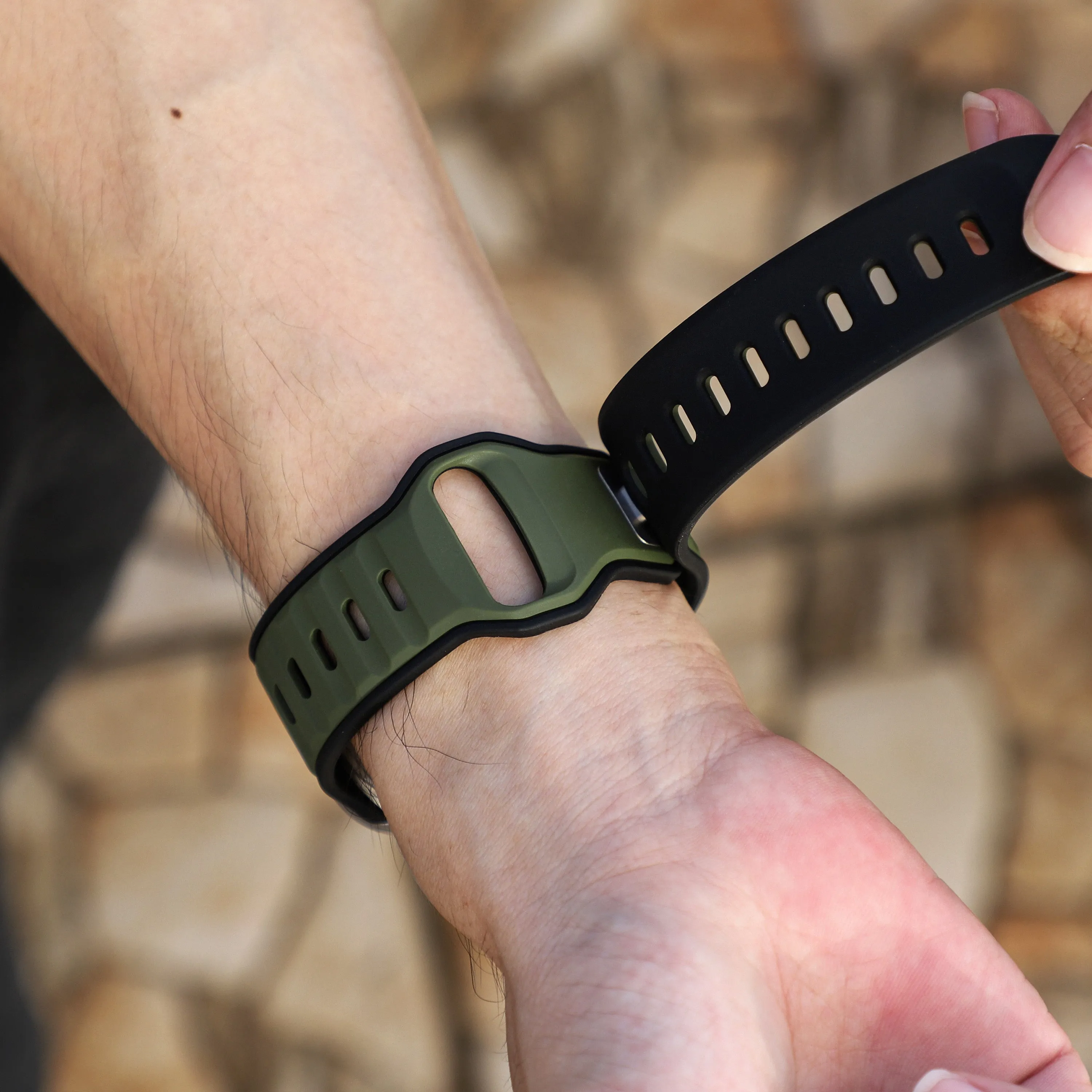 Doorbuster Apple Watch Premium Outdoor Silicone Strap (Army Green/Black)  Limited Release!