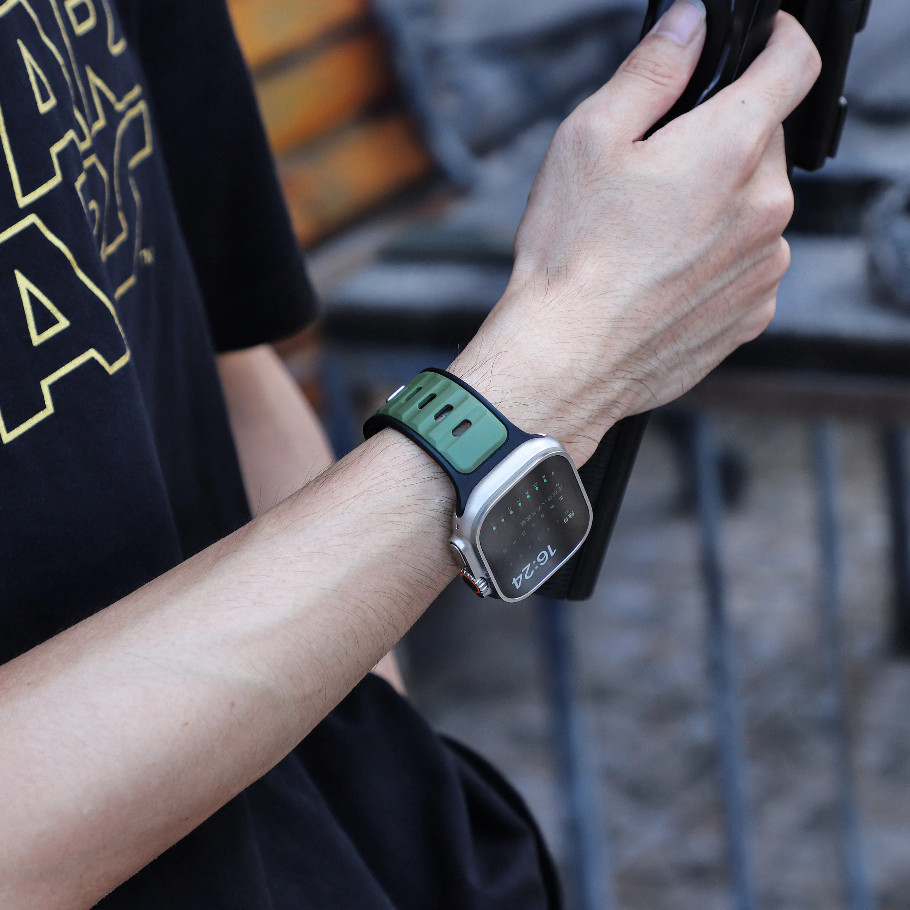 Doorbuster Apple Watch Premium Outdoor Silicone Strap (Army Green/Black)  Limited Release!