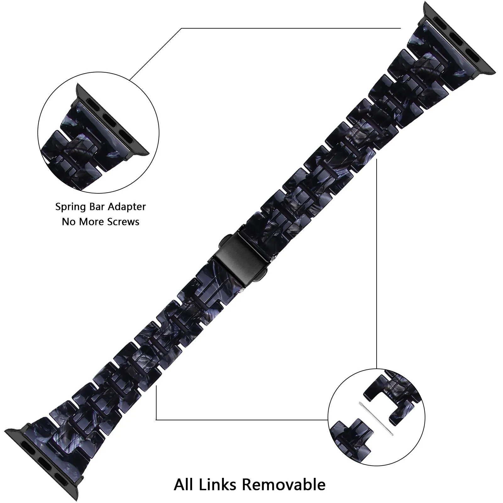 Doorbuster Apple Watch Resin Strap (Black/White)  Almost Sold Out!