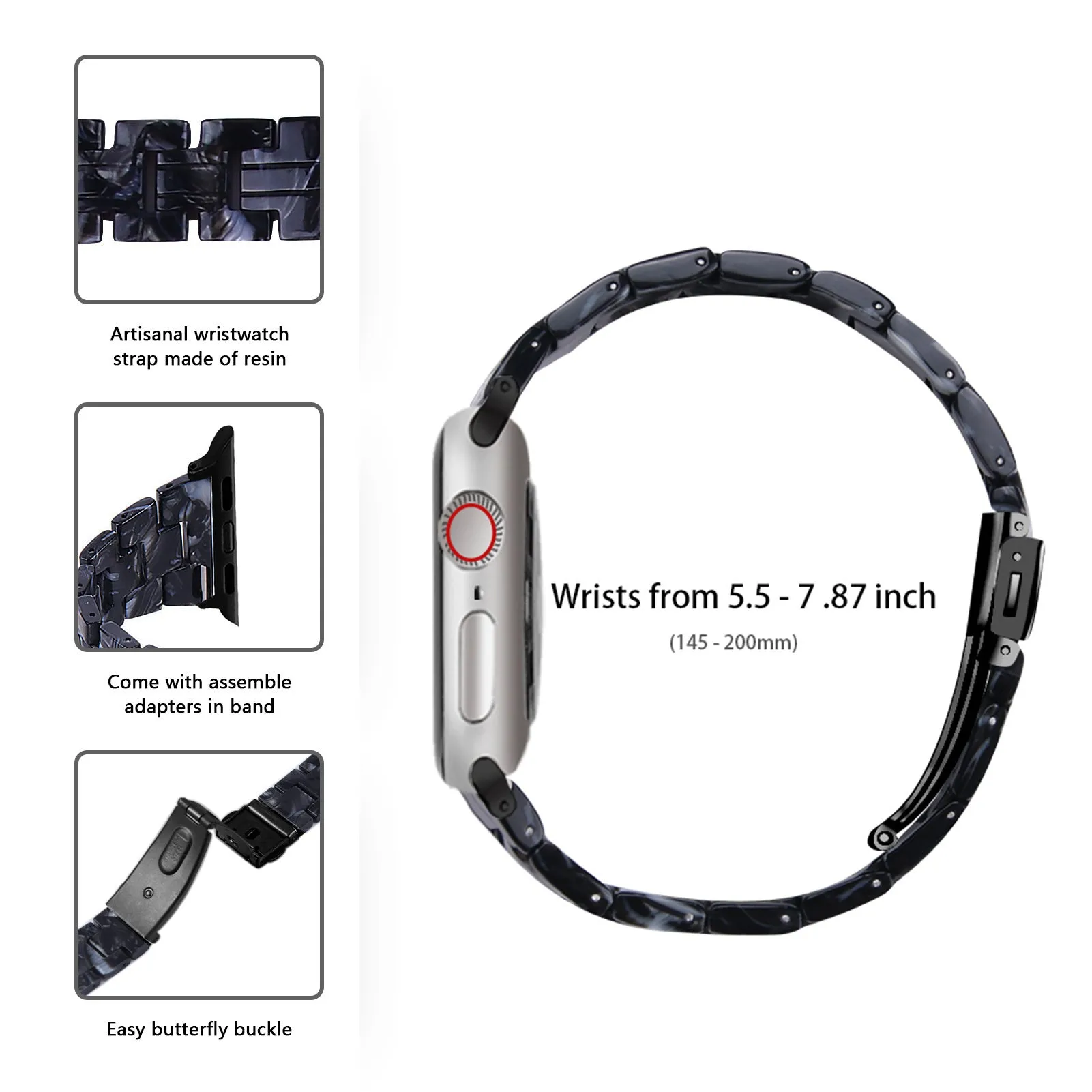 Doorbuster Apple Watch Resin Strap (Black/White)  Almost Sold Out!