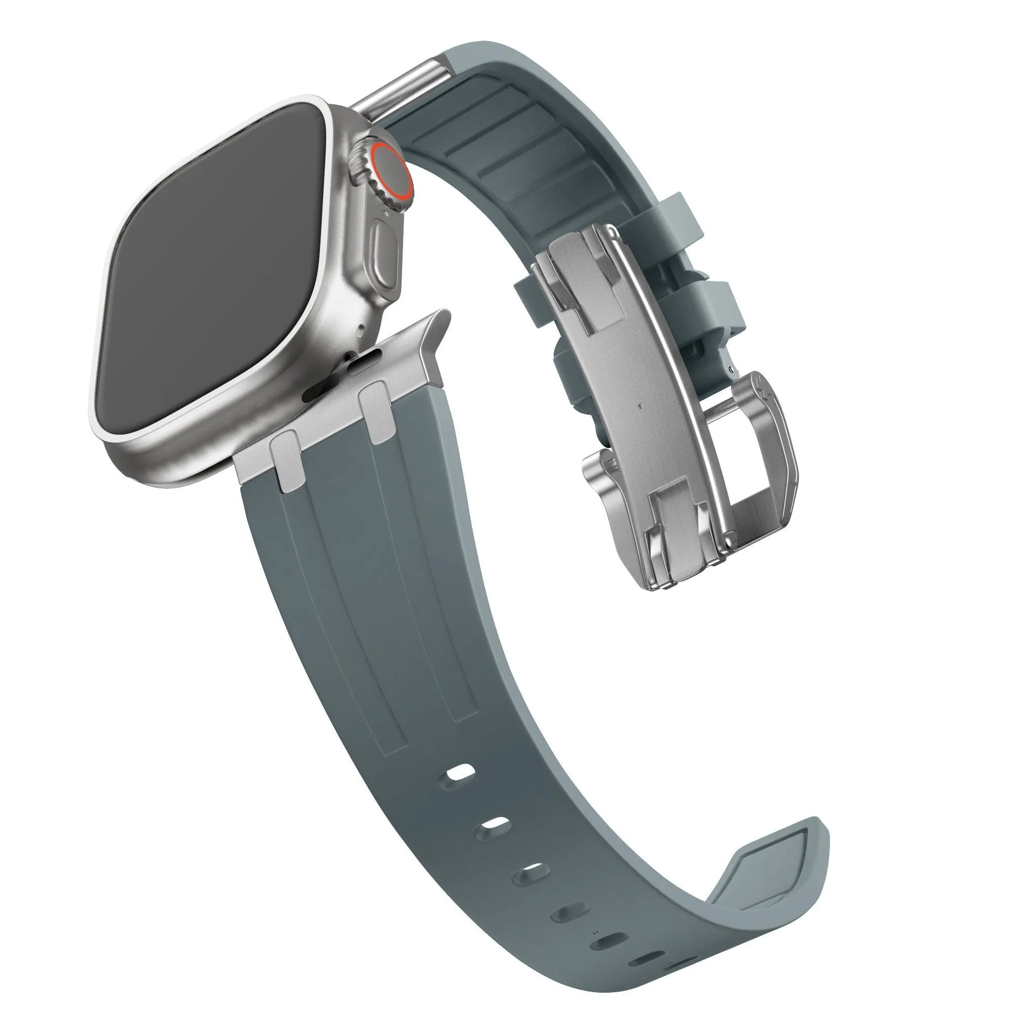 Doorbuster Bandz Apple Watch Silicone Strap 'Luxe Liquid' (Gray With Silver)  Ends Soon!