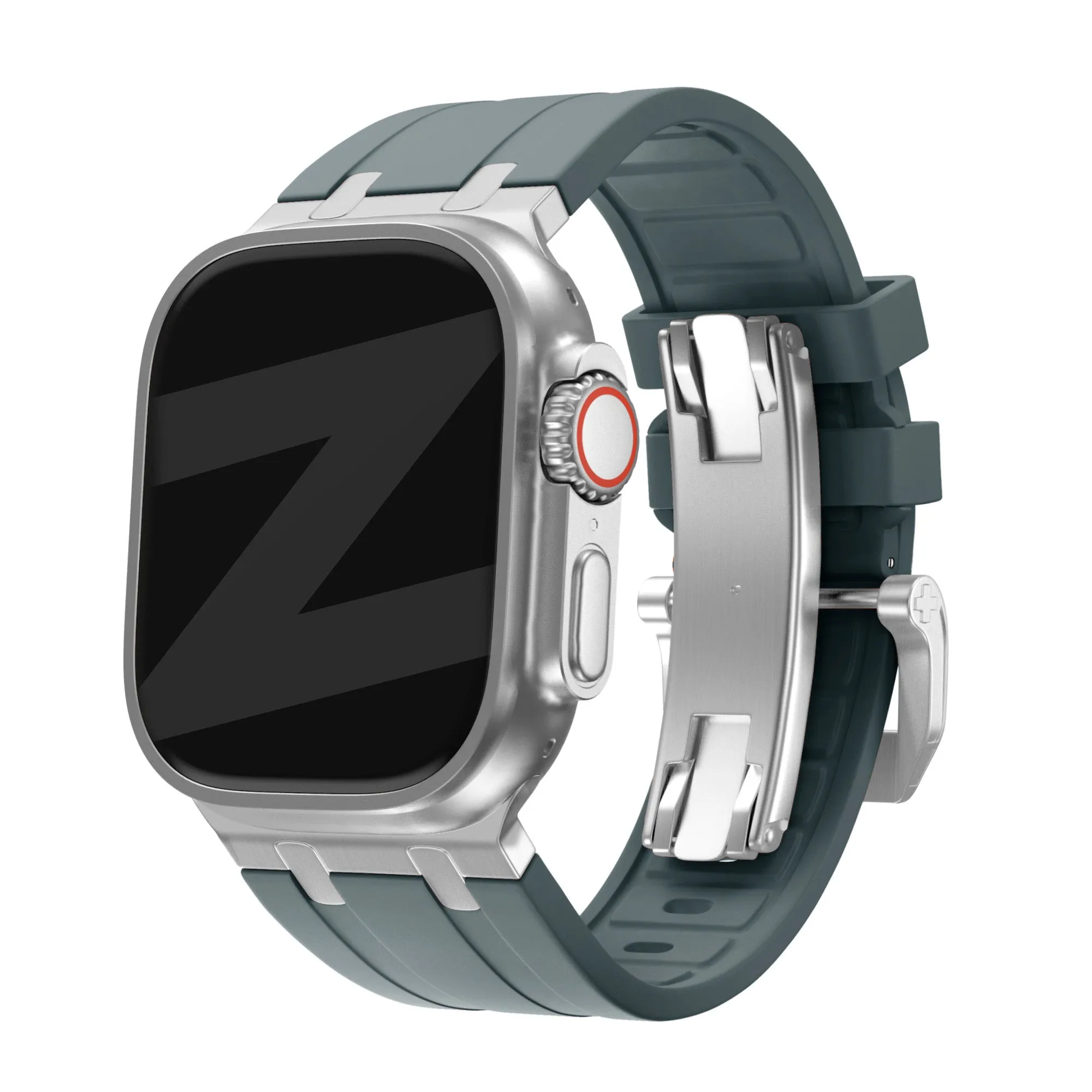 Doorbuster Bandz Apple Watch Silicone Strap 'Luxe Liquid' (Gray With Silver)  Ends Soon!