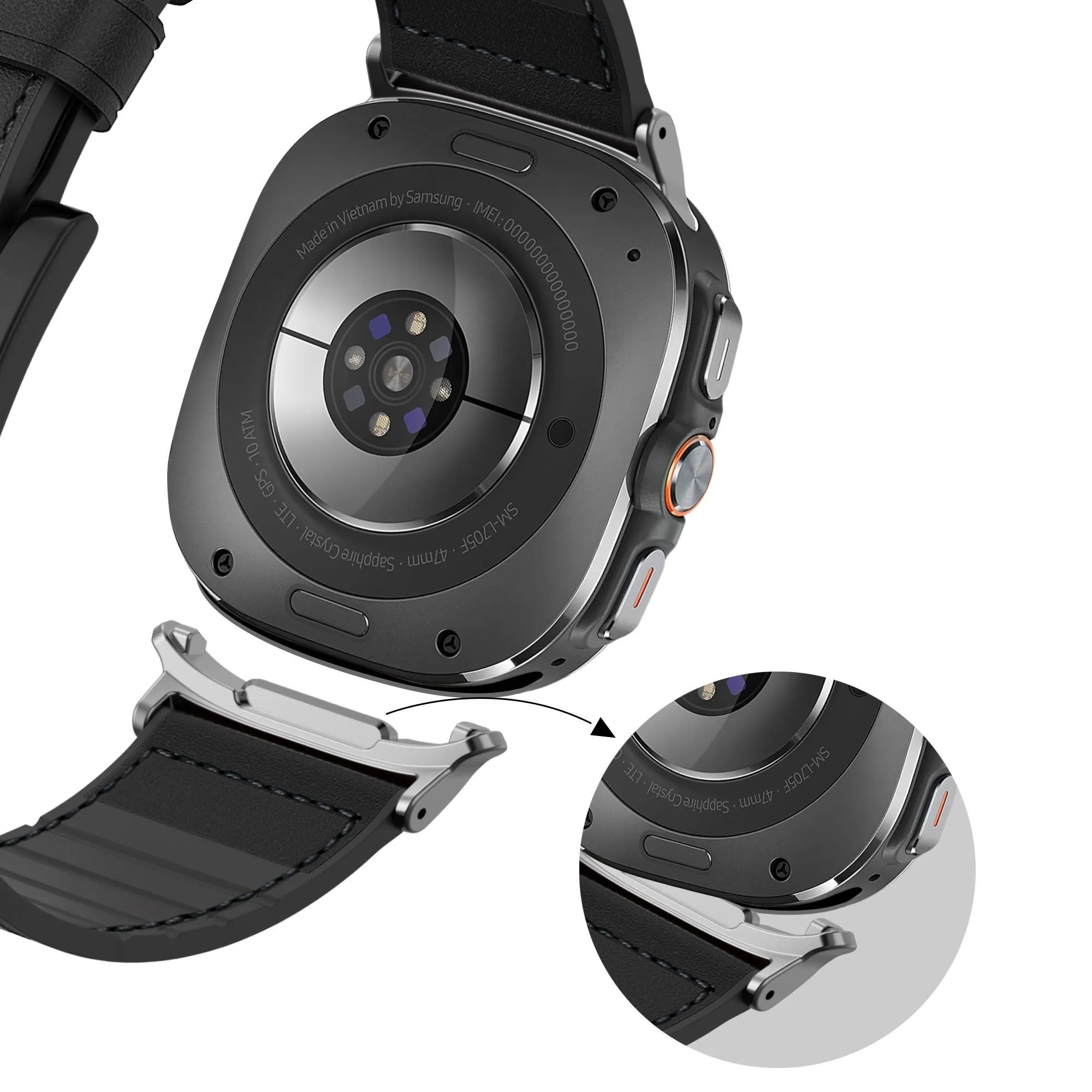 Doorbuster Bandz Samsung Galaxy Watch Ultra Leather Hybrid Strap with Buckle (Black)  Stylish & Comfortable