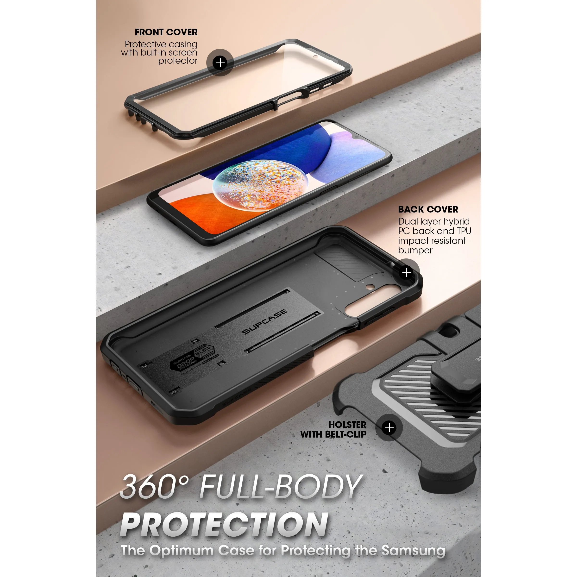 Doorbuster Galaxy A14 Unicorn Beetle Pro Rugged Holster Case-Black  Going Fast!