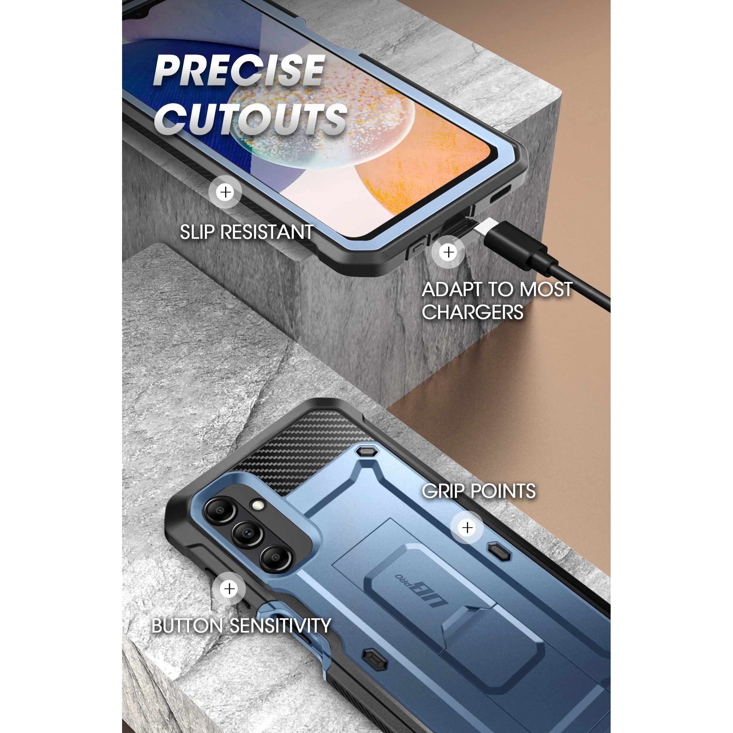 Doorbuster Galaxy A14 Unicorn Beetle Pro Rugged Holster Case-Metallic Blue  Ends Soon!