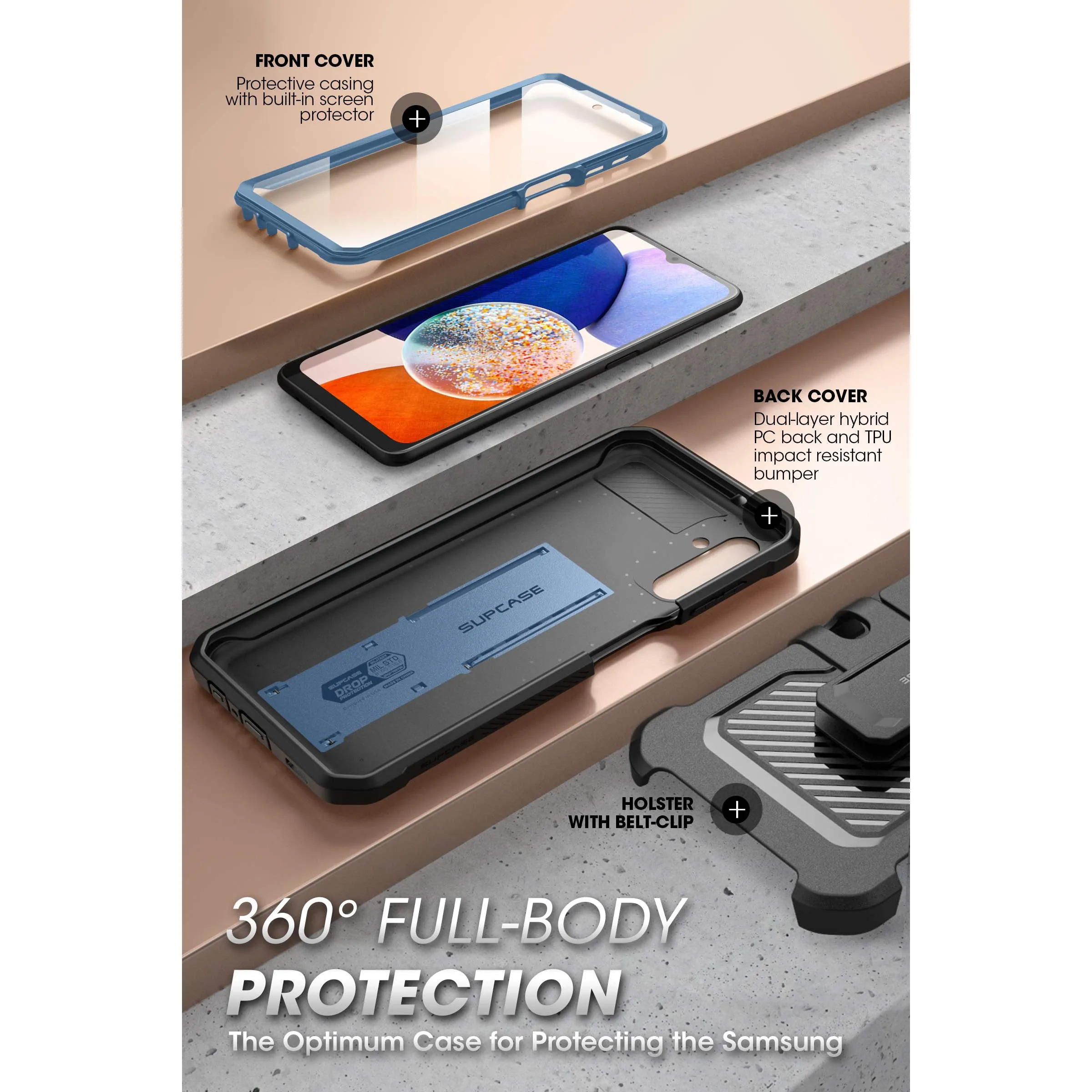 Doorbuster Galaxy A14 Unicorn Beetle Pro Rugged Holster Case-Metallic Blue  Ends Soon!
