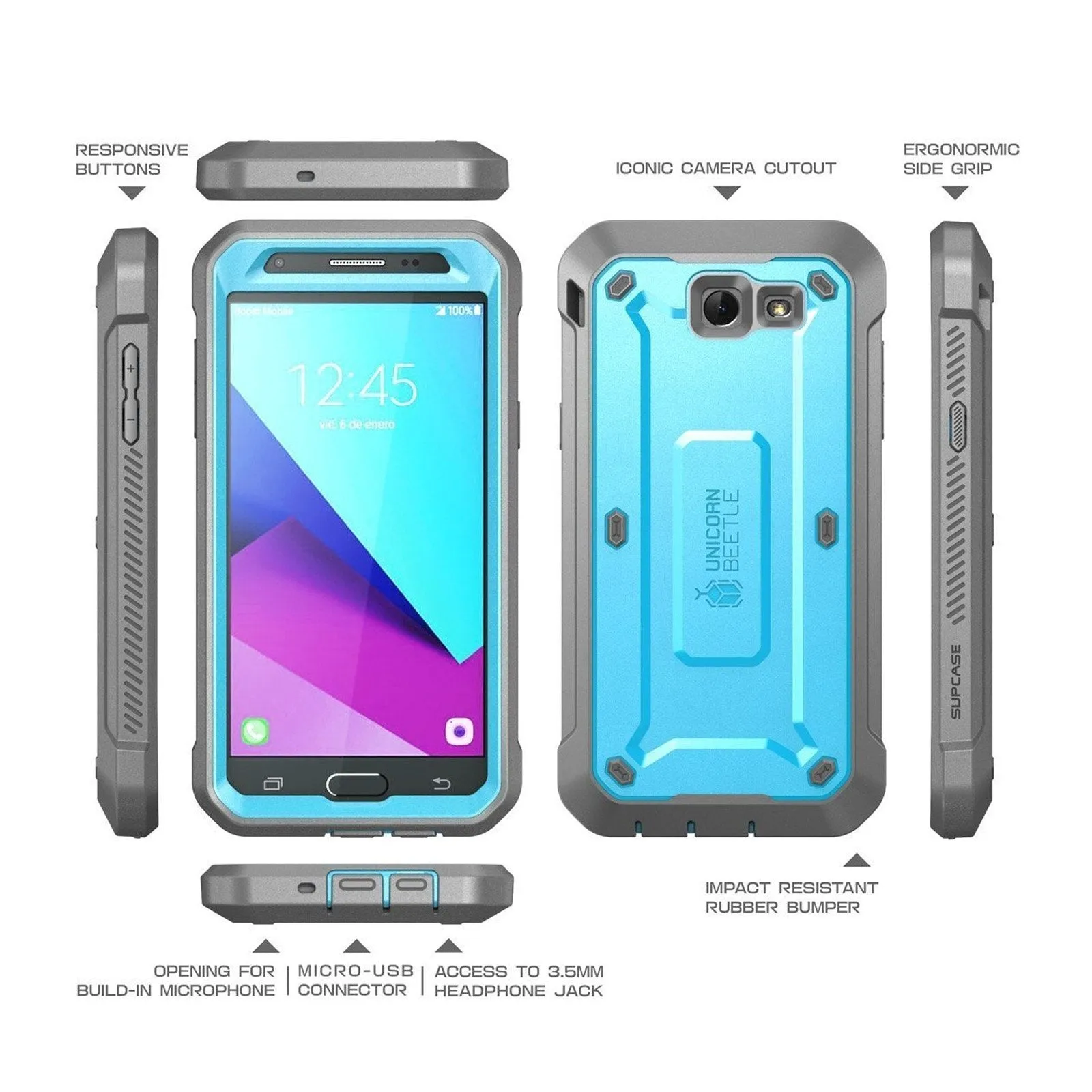 Doorbuster Galaxy J7 (2017) Unicorn Beetle Pro Full Body Rugged Holster Case-Blue  Stylish & Comfortable