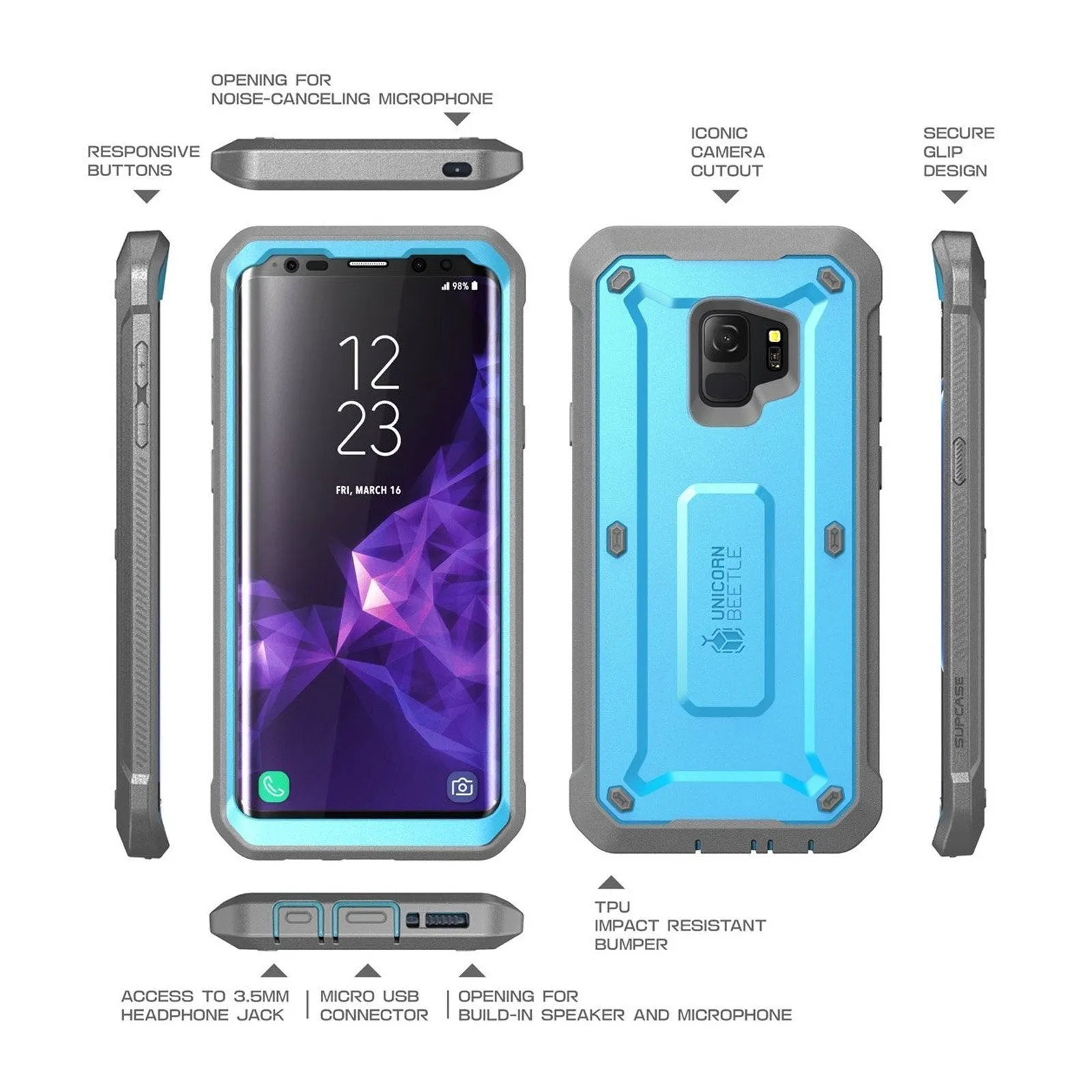 Doorbuster Galaxy S9 Unicorn Beetle Pro Full Body Rugged Holster Case-Blue  Stylish & Comfortable