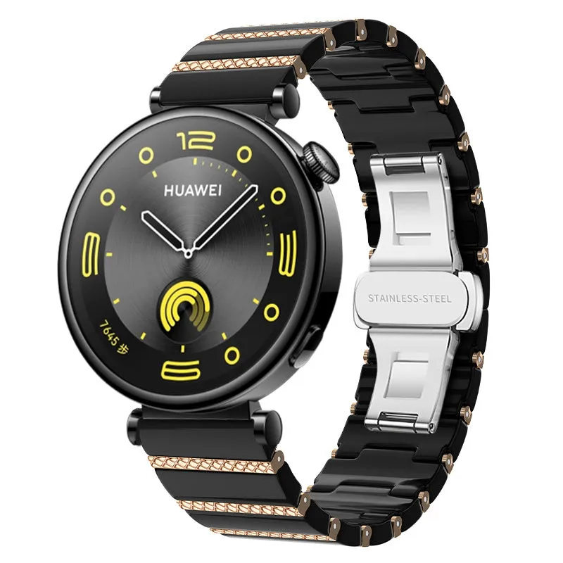 Doorbuster Huawei Watch 5 - 42mm One Bead Ceramic Strap (Black/Rosegold)  Last Few Pieces!