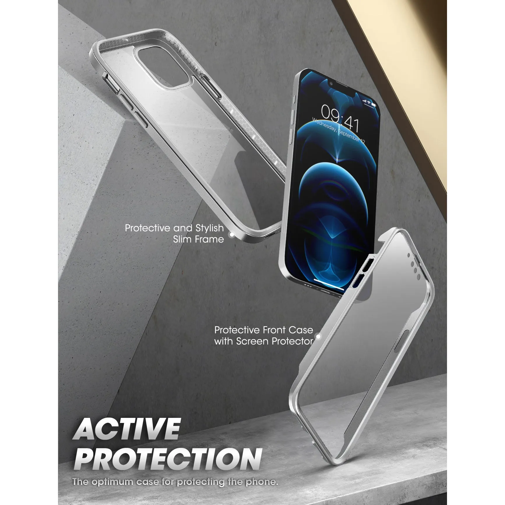 Doorbuster iPhone 13 Pro Max 6.7 inch Unicorn Beetle Edge with Screen Protector Clear Case-Silver  Limited Release!