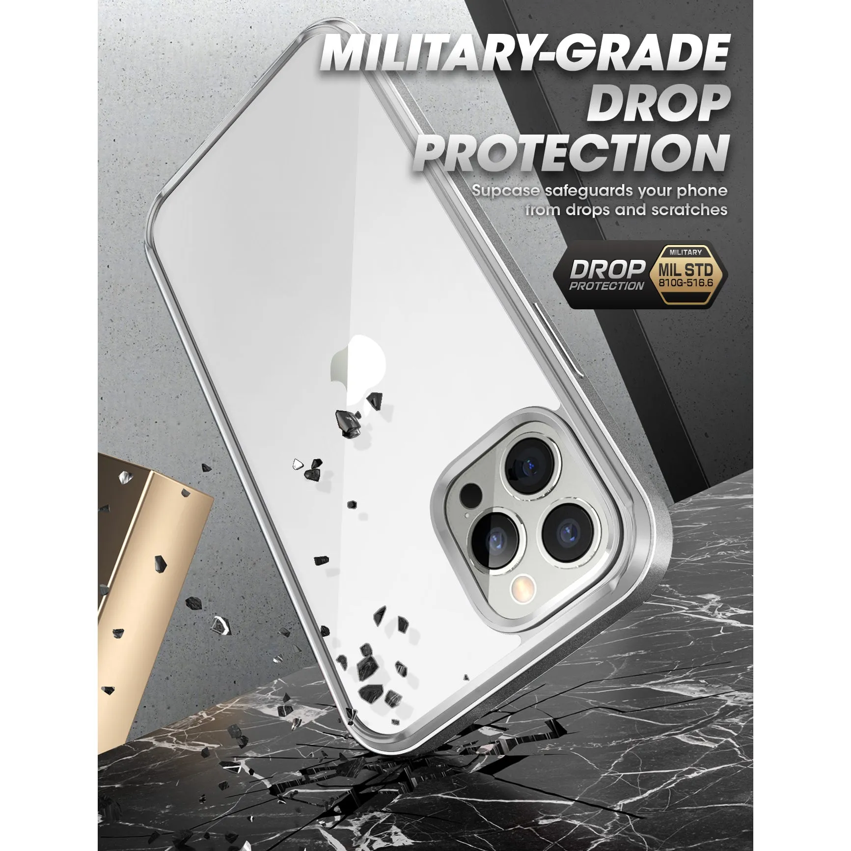 Doorbuster iPhone 13 Pro Max 6.7 inch Unicorn Beetle Edge with Screen Protector Clear Case-Silver  Limited Release!