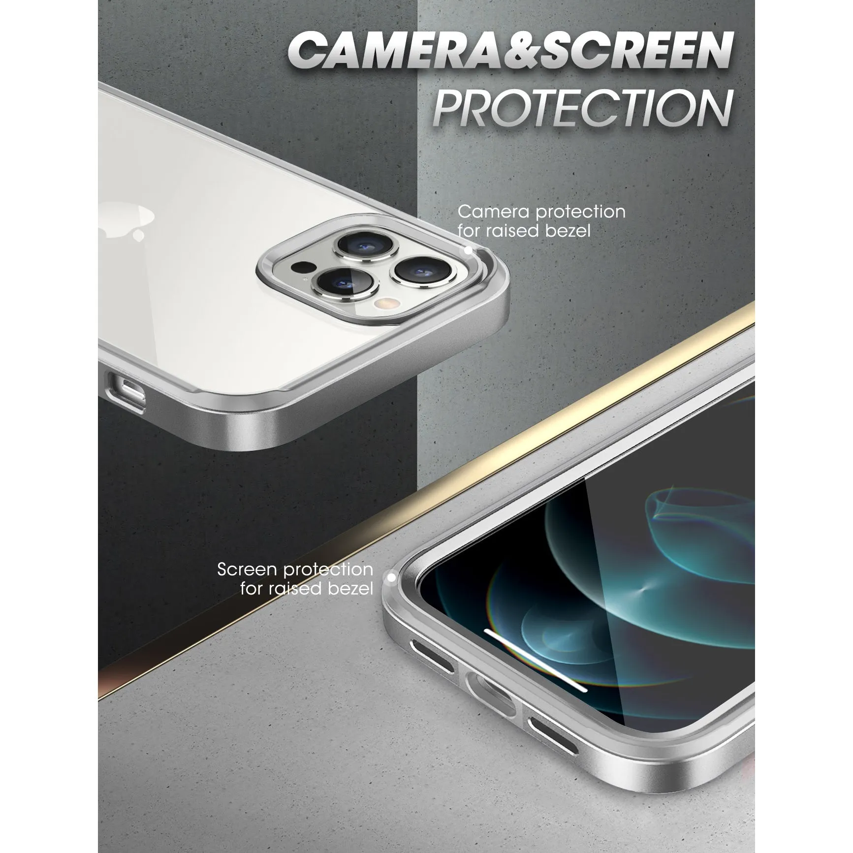 Doorbuster iPhone 13 Pro Max 6.7 inch Unicorn Beetle Edge with Screen Protector Clear Case-Silver  Limited Release!