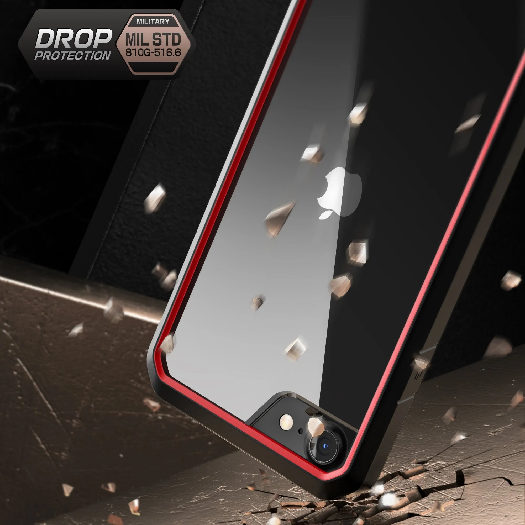 Doorbuster iPhone SE Unicorn Beetle Clear Hybrid Protective Bumper Case-Red  Last Chance!