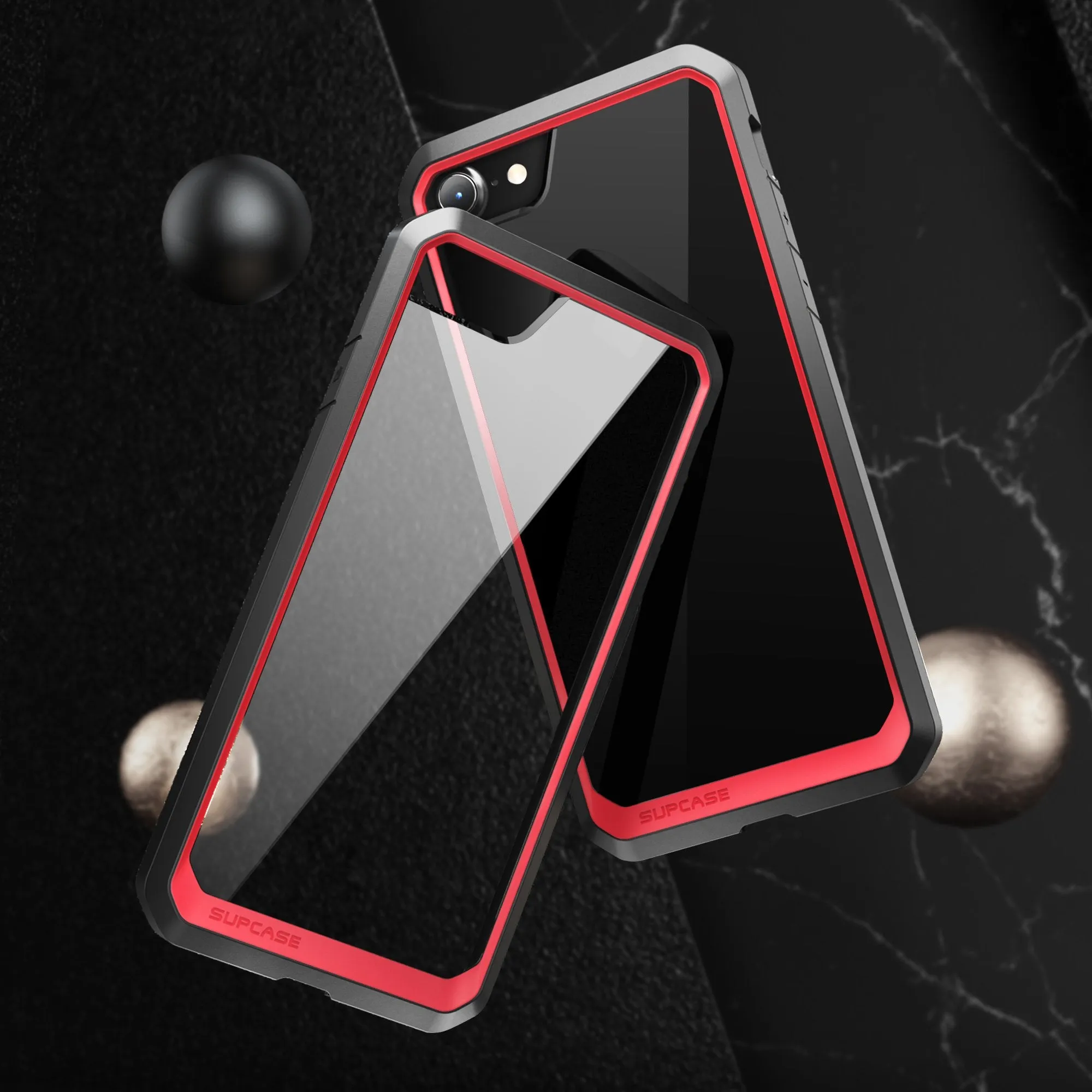 Doorbuster iPhone SE Unicorn Beetle Clear Hybrid Protective Bumper Case-Red  Last Chance!