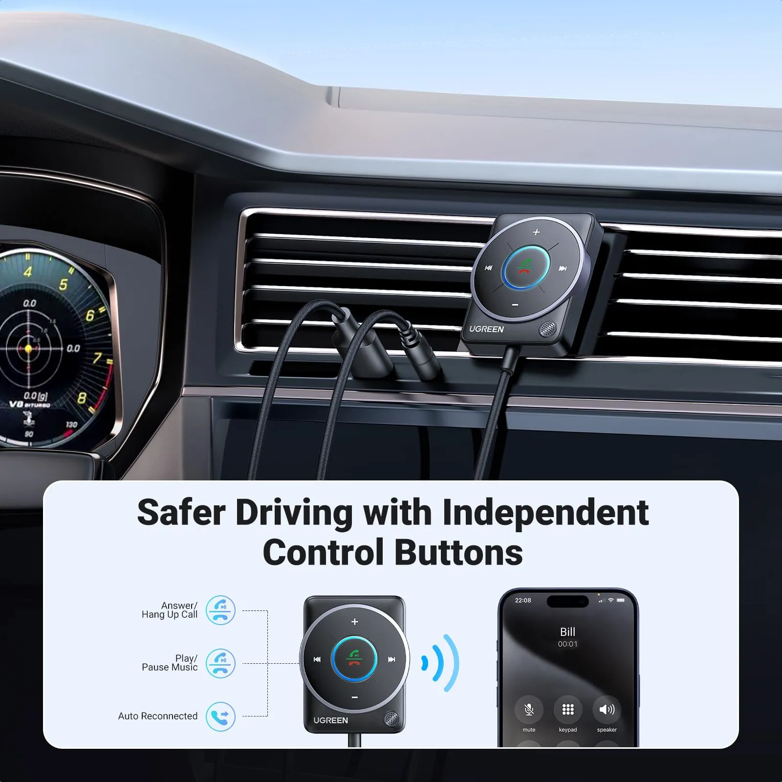 Doorbuster UGREEN Aux Bluetooth 5.4 Adapter For Car (2024 Latest)  Dont Miss Out!
