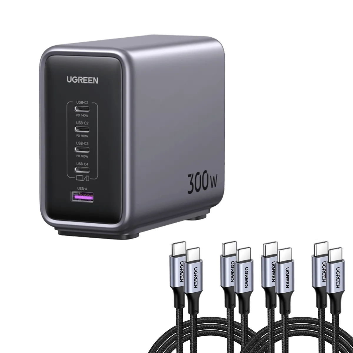 Doorbuster UGREEN Nexode 300W USB C GaN Charger-5 Ports Desktop Charger  Stylish & Comfortable