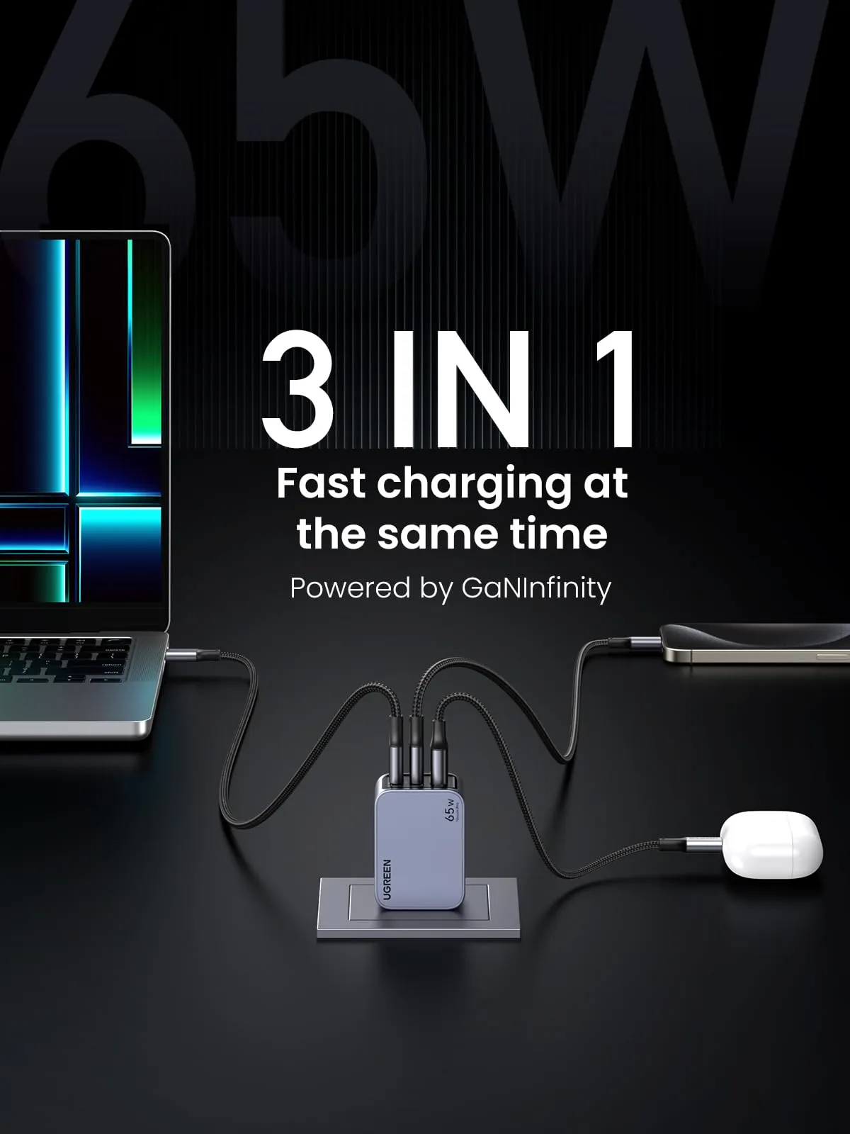 Doorbuster UGREEN Nexode Pro 65W 3-Port GaN Fast iPhone Charger  Today Only!