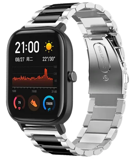 Doorbuster Xiaomi Amazfit GTS Link Strap (Silver/Black)  Going Fast!