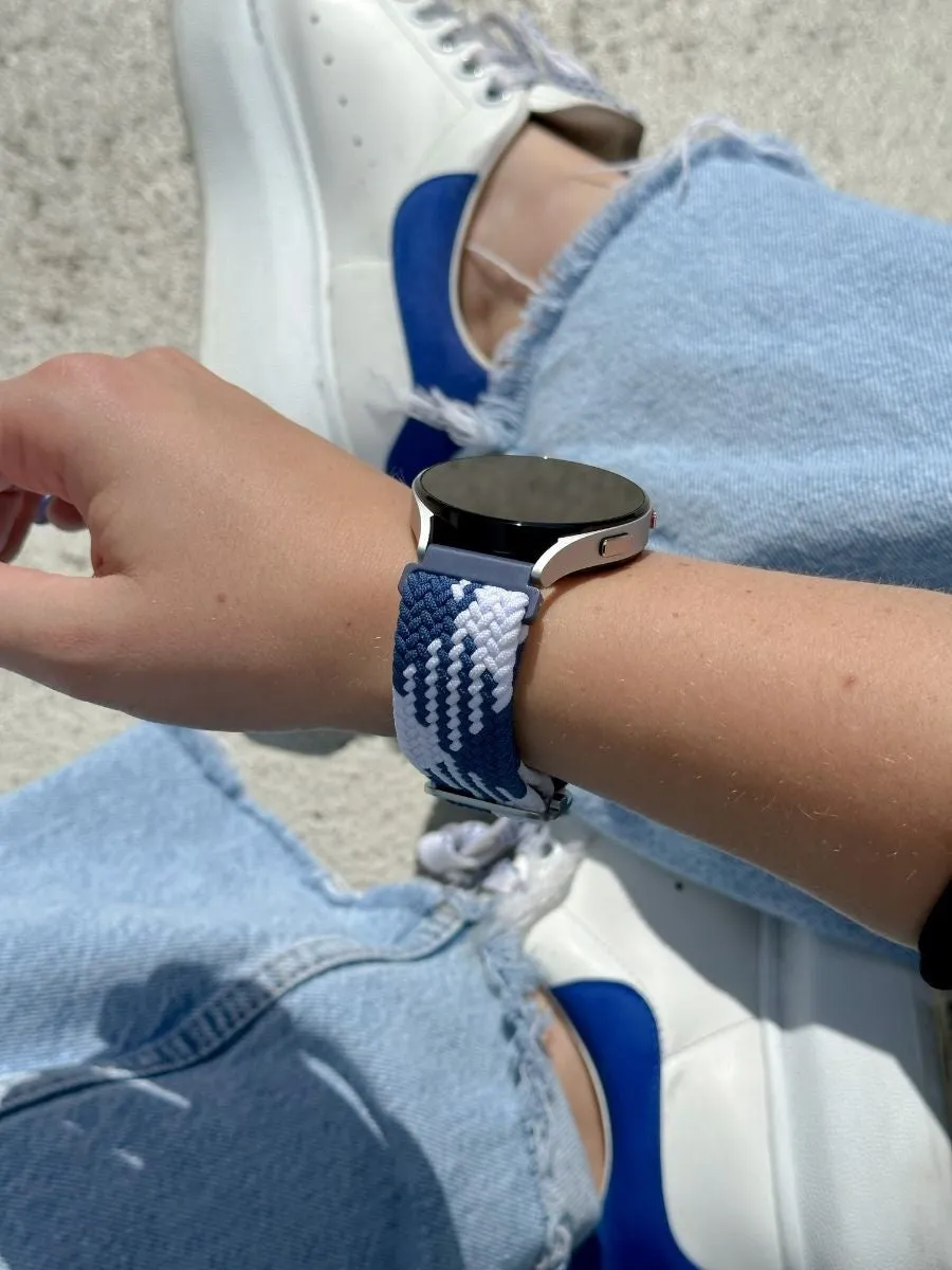Editors Choice Amazfit GTS 2 Braided Nylon Strap (Blue/White)  Last Chance!