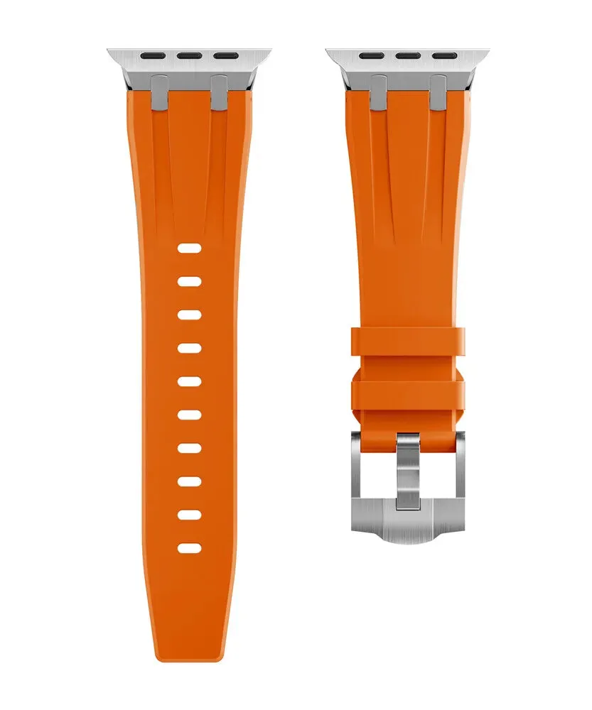 Editors Choice Apple Watch Luxury Liquid Silicone Strap (Orange/Silver)  Today Only!