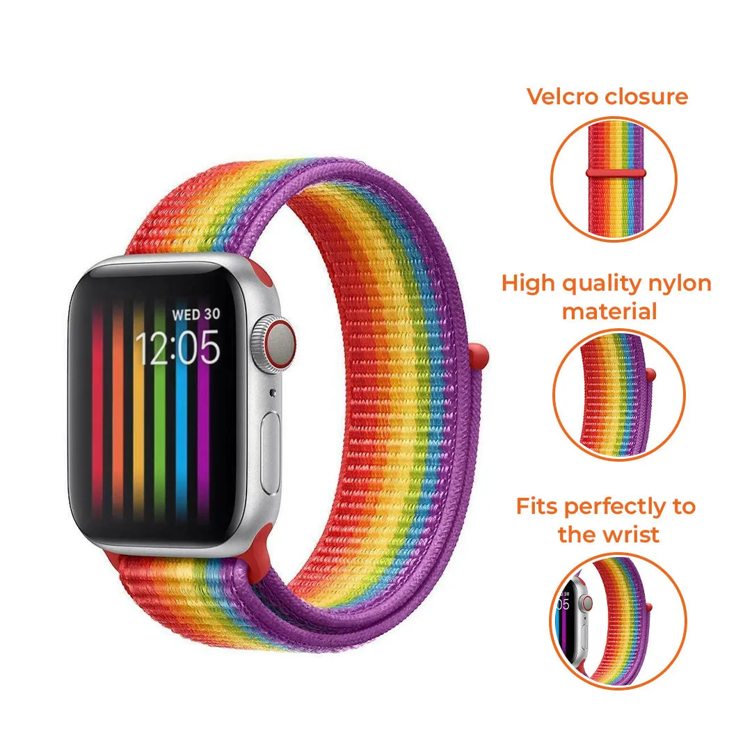Editors Choice Apple Watch Nylon Strap (Rainbow)  Today Only!